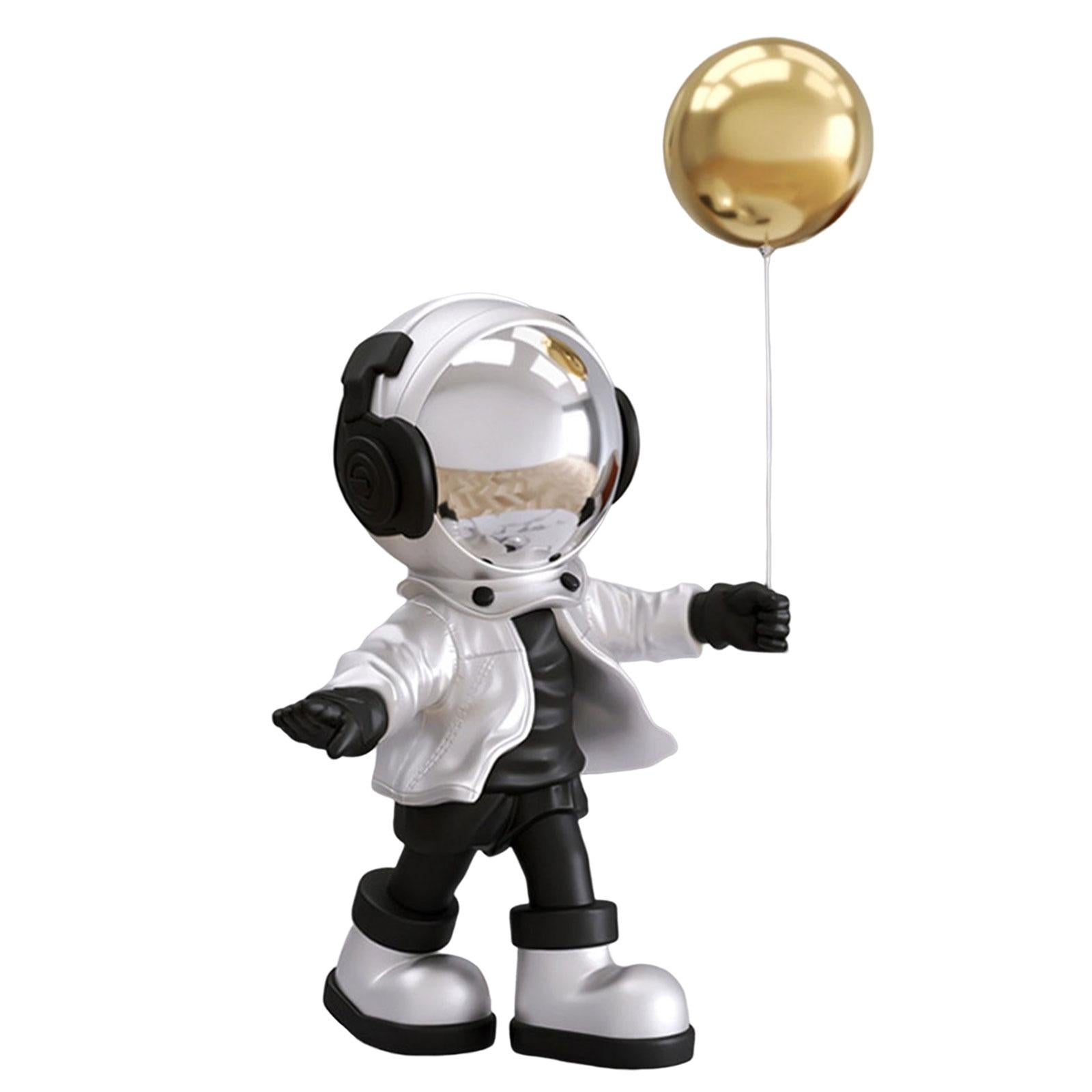 Spaceman Figurine Outer Space Planet Resin Creative for Table Decor Ornament Silver