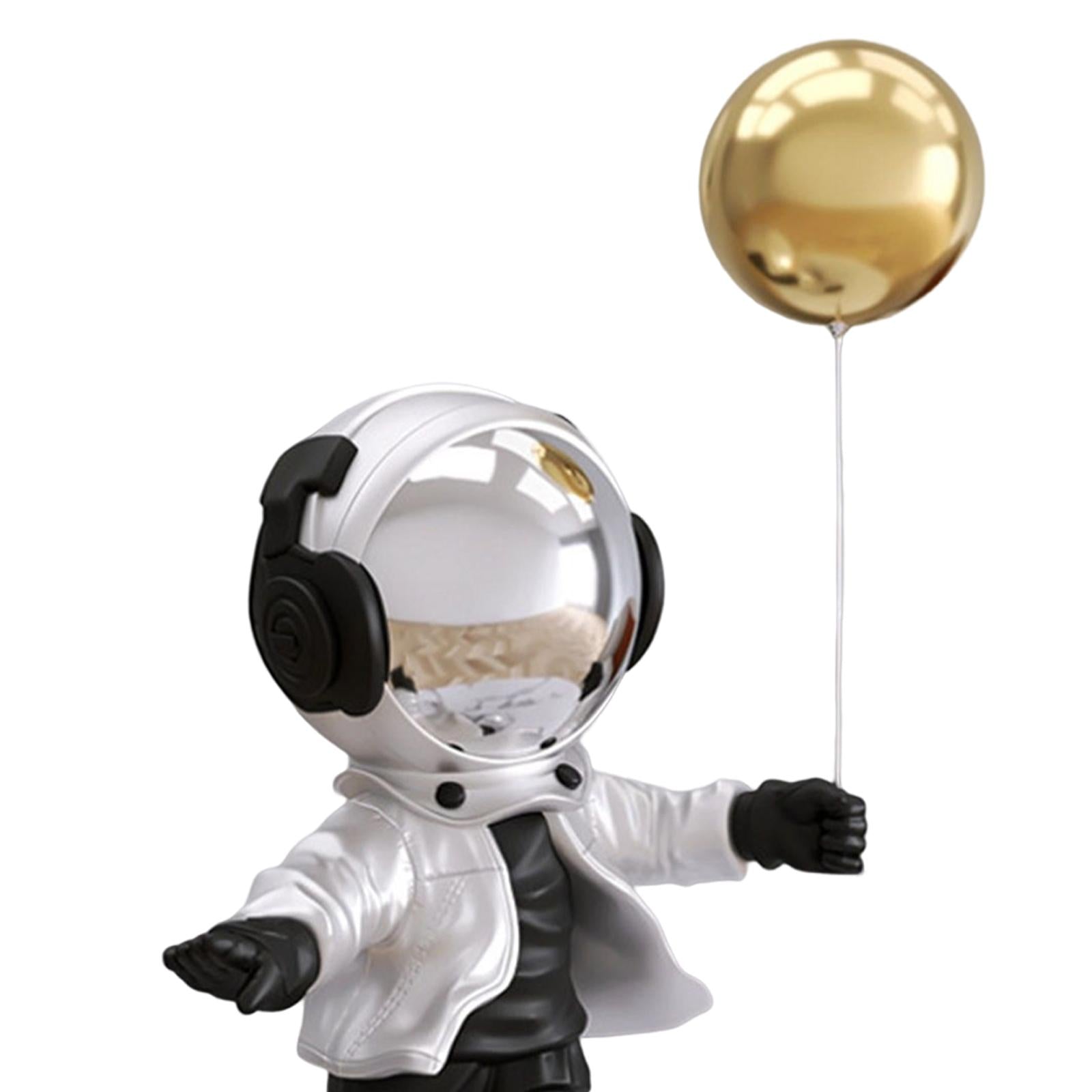 Spaceman Figurine Outer Space Planet Resin Creative for Table Decor Ornament Silver