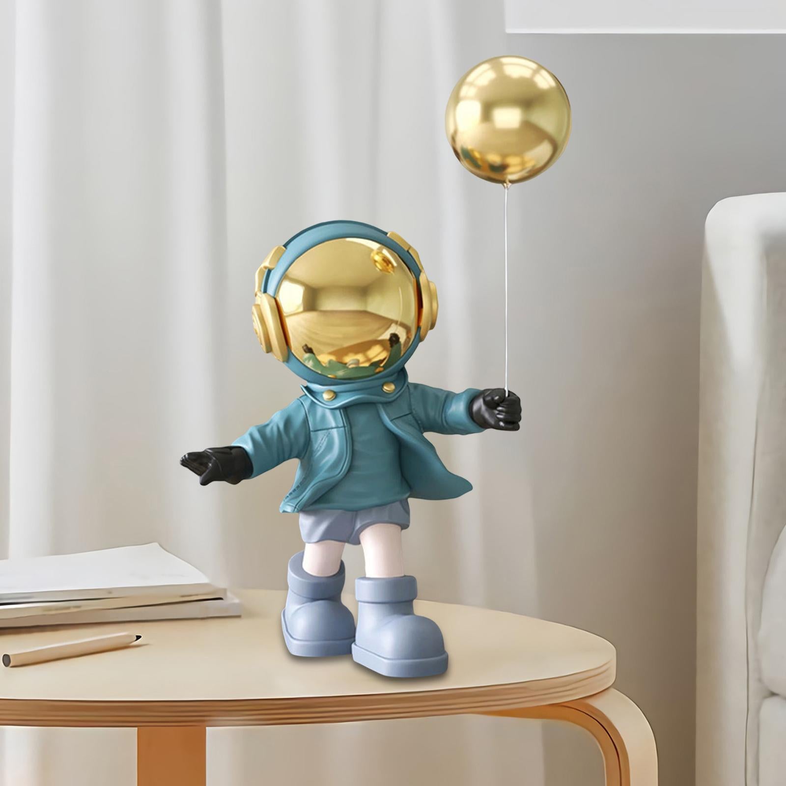 Spaceman Figurine Outer Space Planet Resin Creative for Table Decor Ornament Blue