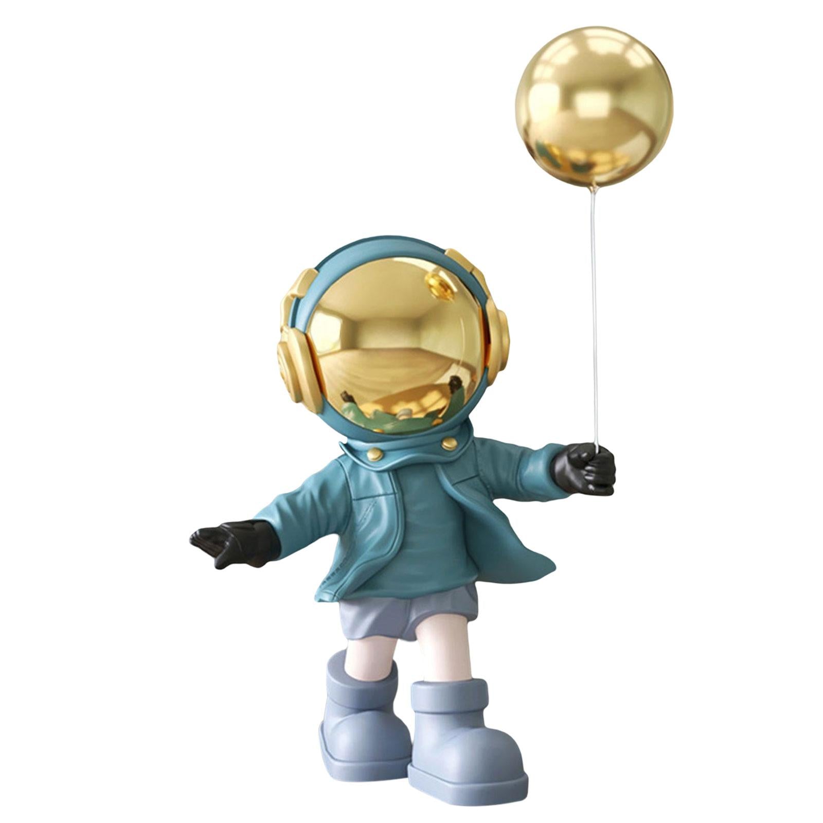 Spaceman Figurine Outer Space Planet Resin Creative for Table Decor Ornament Blue