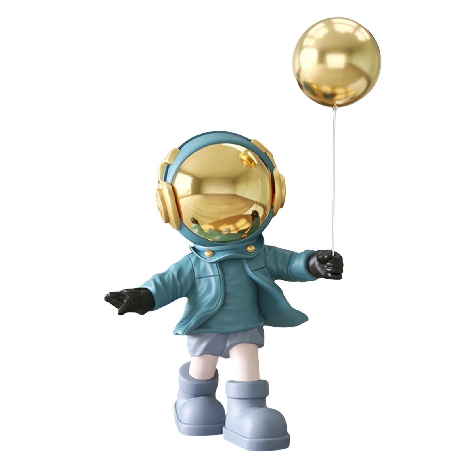 Spaceman Figurine Outer Space Planet Resin Creative for Table Decor Ornament Blue