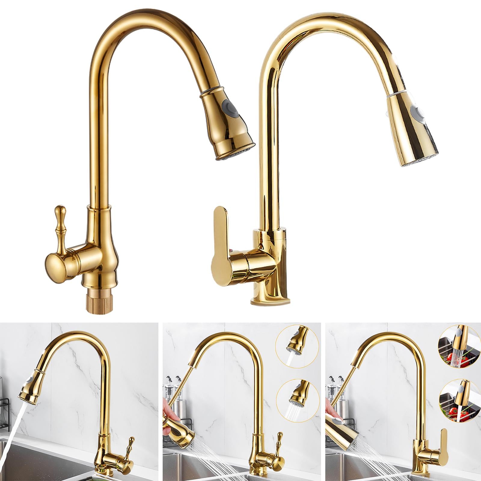 Flexible Kitchen Sink Faucet 2 Modes Single Handle for Bathroom  Gourd Shape