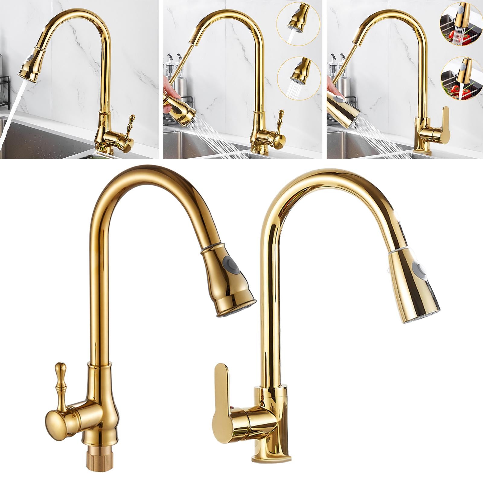 Flexible Kitchen Sink Faucet 2 Modes Single Handle for Bathroom  Gourd Shape