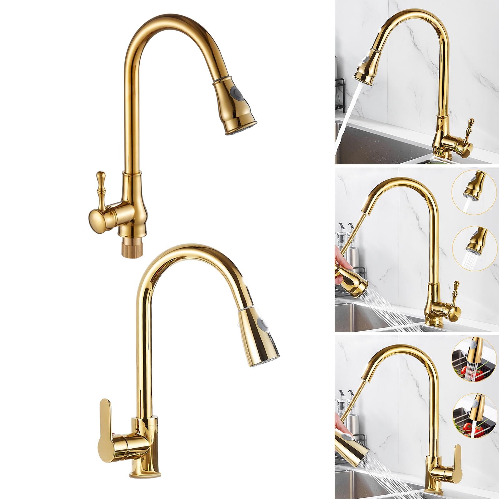 Flexible Kitchen Sink Faucet 2 Modes Single Handle for Bathroom  Gourd Shape