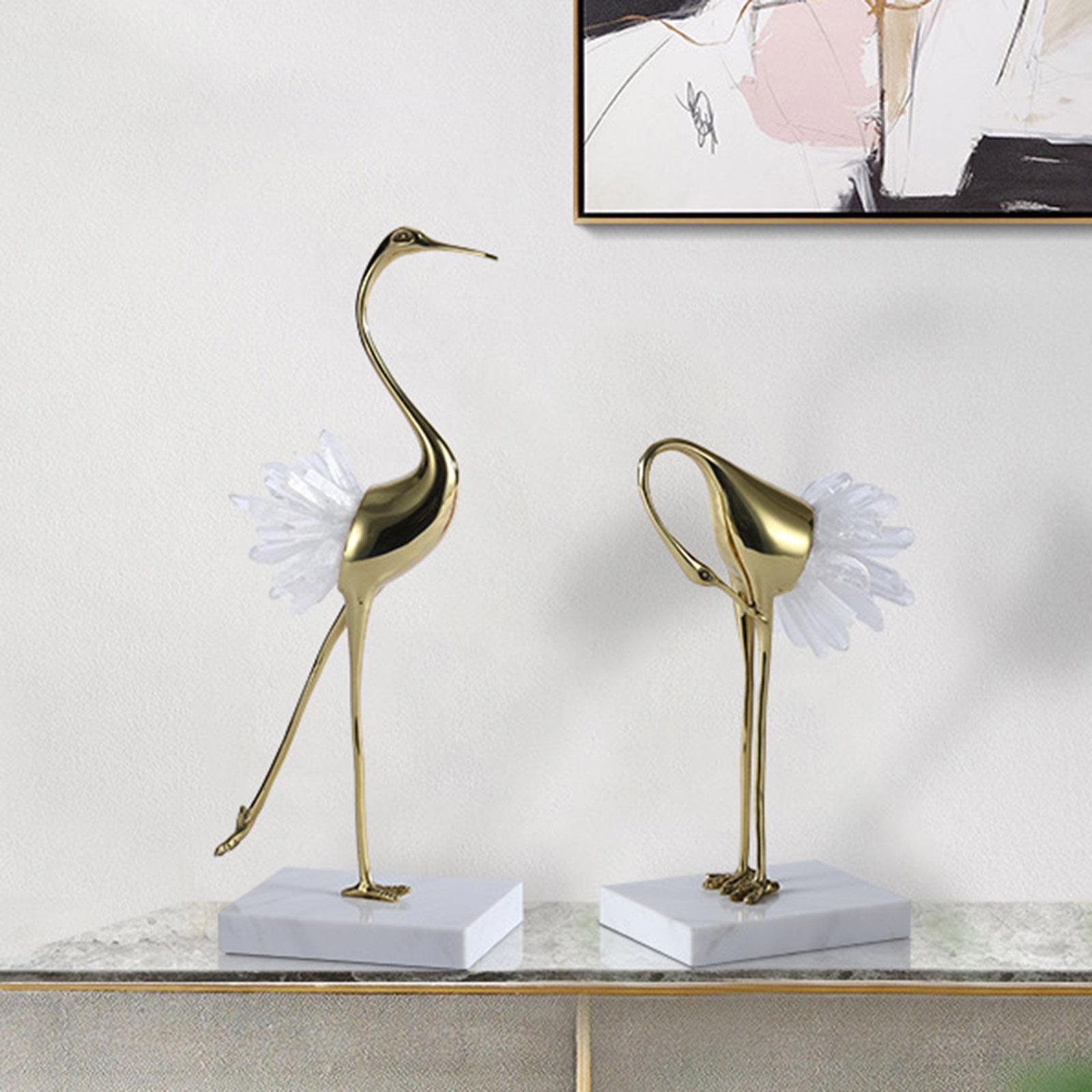 Brass Crane Statue Modern Figurine Sculpture for Home Porch Shelves Style B