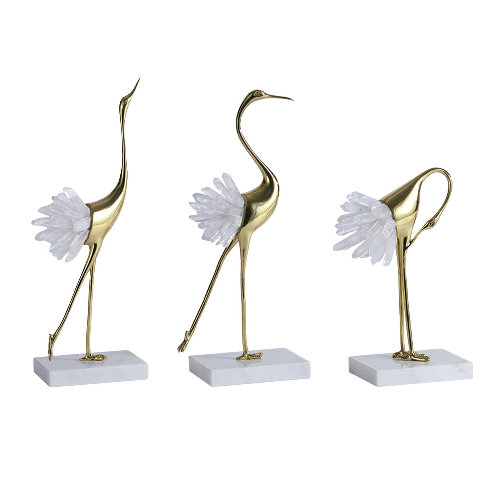 Brass Crane Statue Modern Figurine Sculpture for Home Porch Shelves Style B