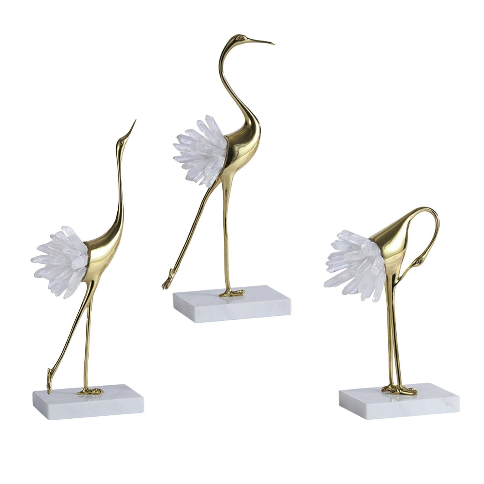 Brass Crane Statue Modern Figurine Sculpture for Home Porch Shelves Style B