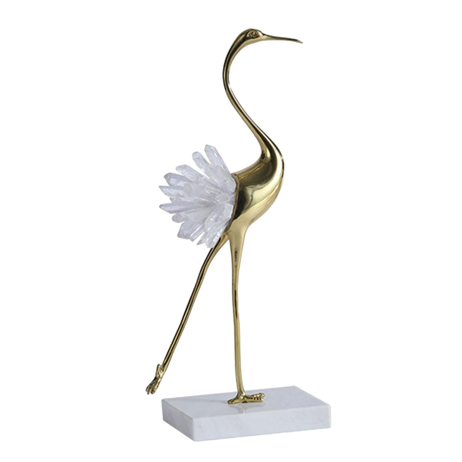 Brass Crane Statue Modern Figurine Sculpture for Home Porch Shelves Style D