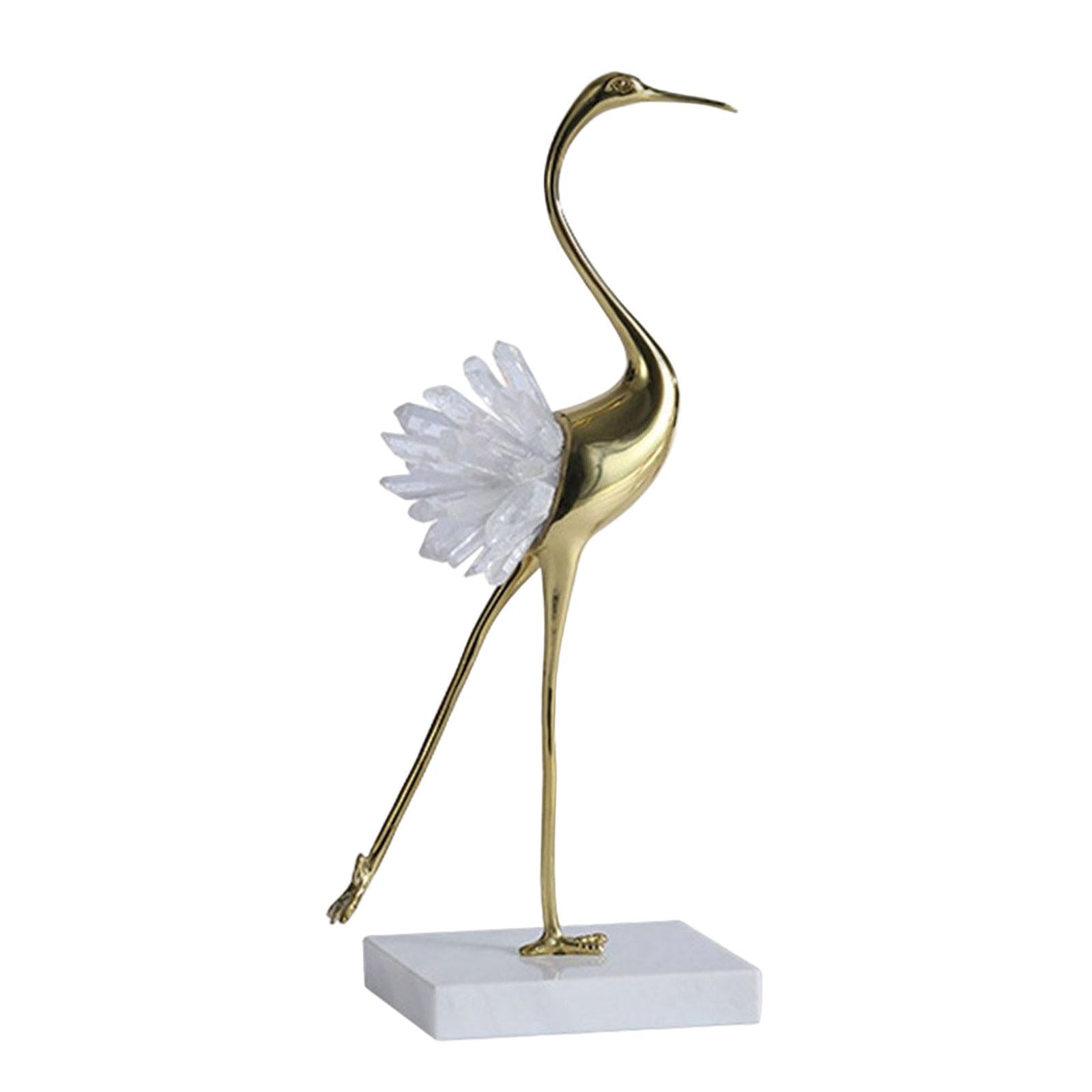 Brass Crane Statue Modern Figurine Sculpture for Home Porch Shelves Style D