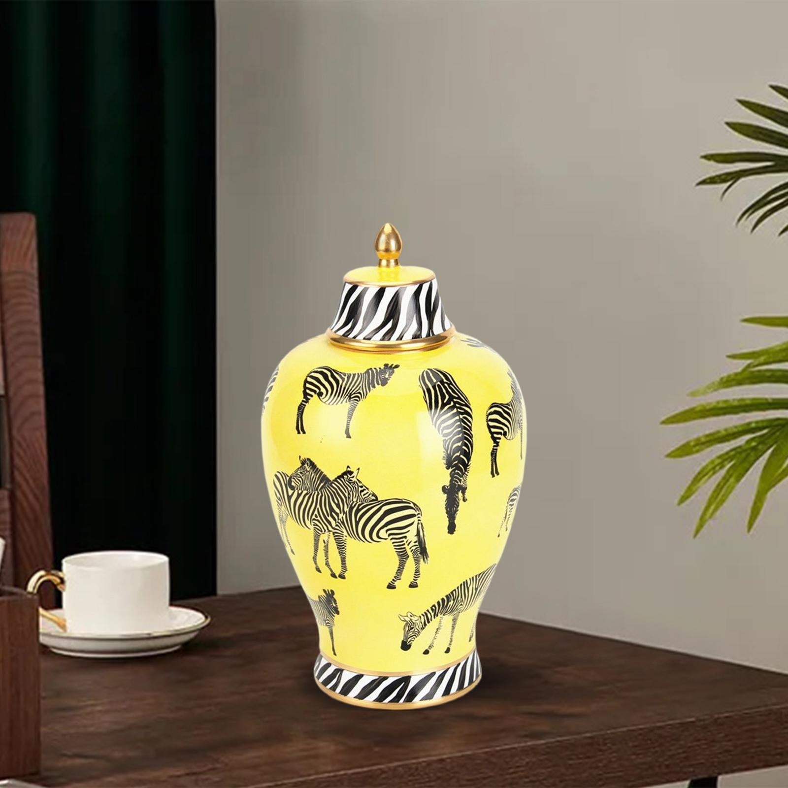 Ceramic Ginger Jar Glazed Porcelain Storage Jar for Desktop Decoration S