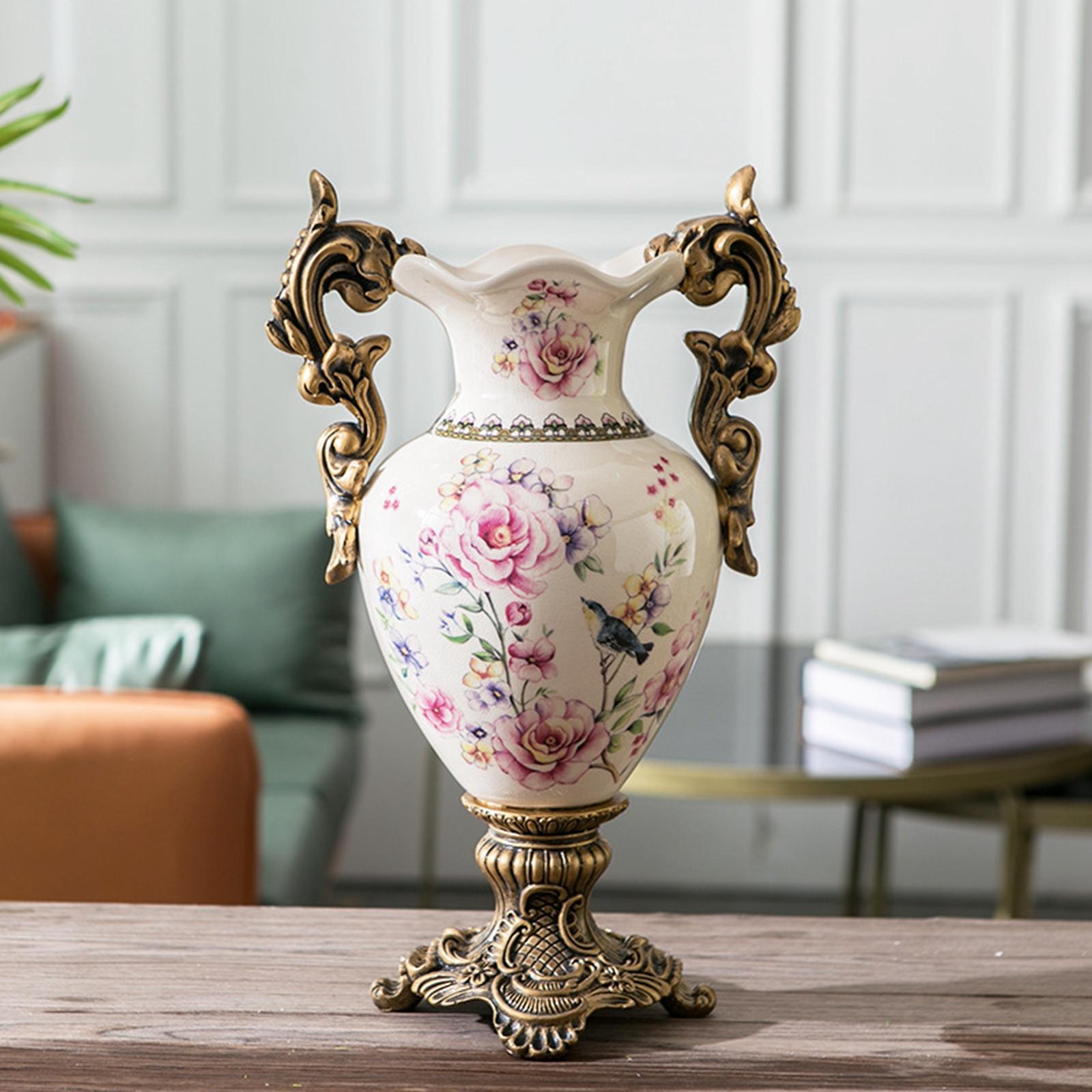 Ceramic Vase Decorative Flowerpot Table Centerpiece Ornament for Living Room 42cmx21cm Pink