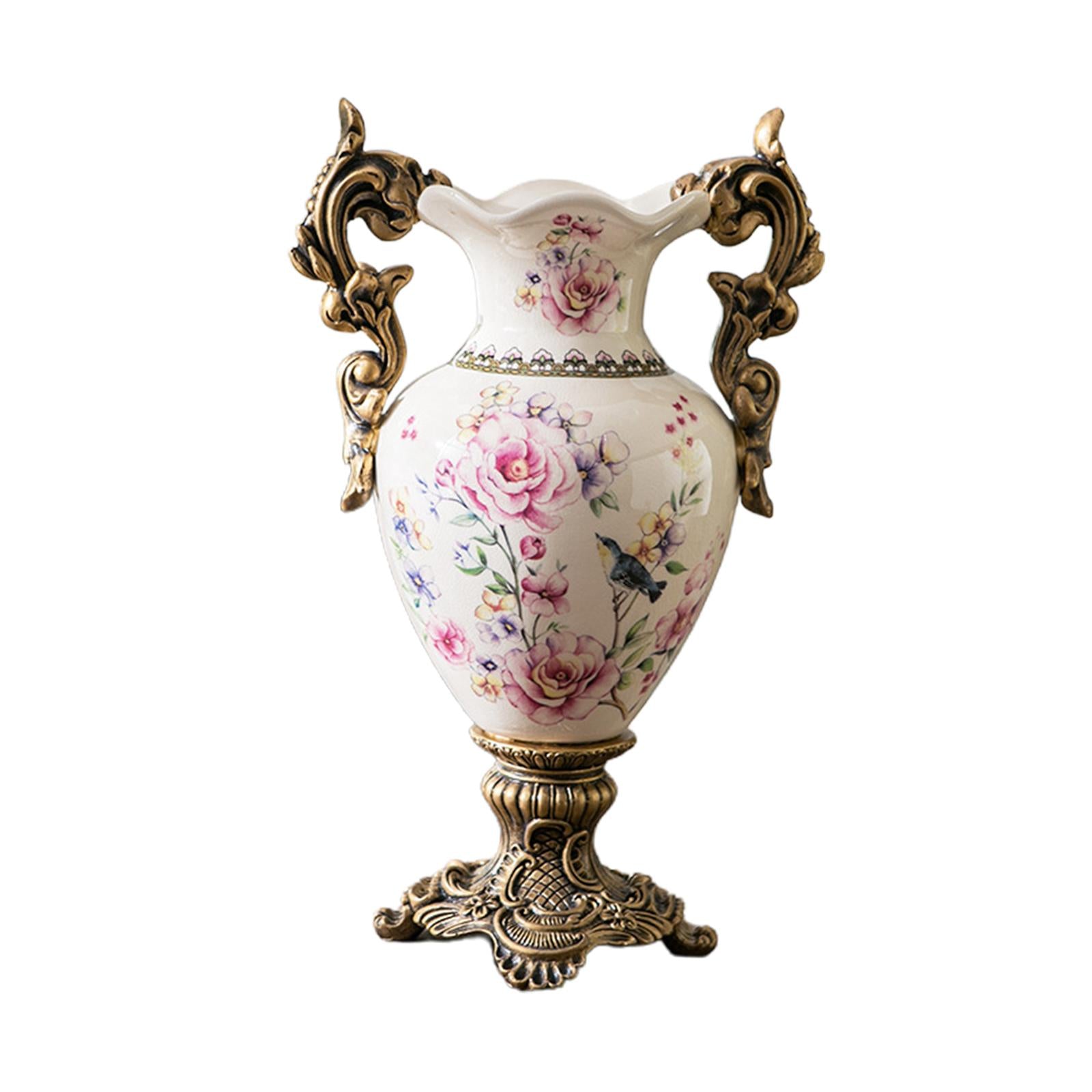 Ceramic Vase Decorative Flowerpot Table Centerpiece Ornament for Living Room 42cmx21cm Pink