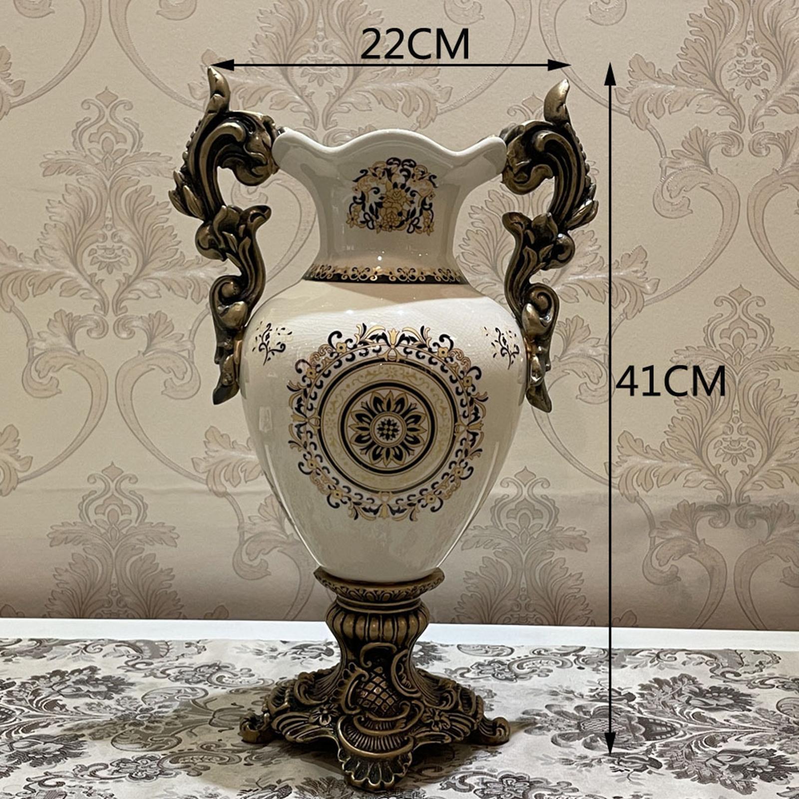 Ceramic Vase Decorative Flowerpot Table Centerpiece Ornament for Living Room 41cmx22cm Brown