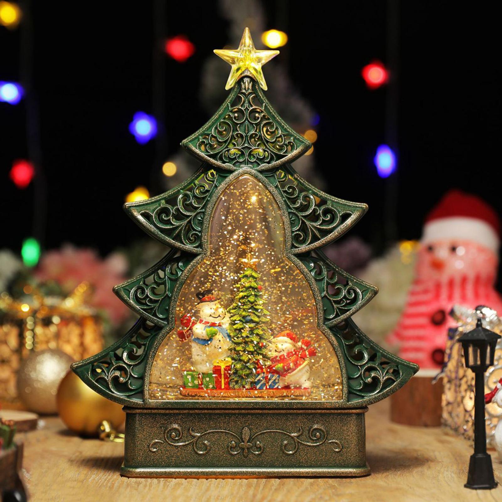 Portable Christmas Tree Music Box Rotatable Toy for Decor Girls Gift Snowman