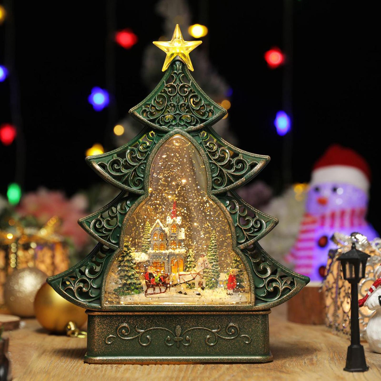 Portable Christmas Tree Music Box Rotatable Toy for Decor Girls Gift Small Town