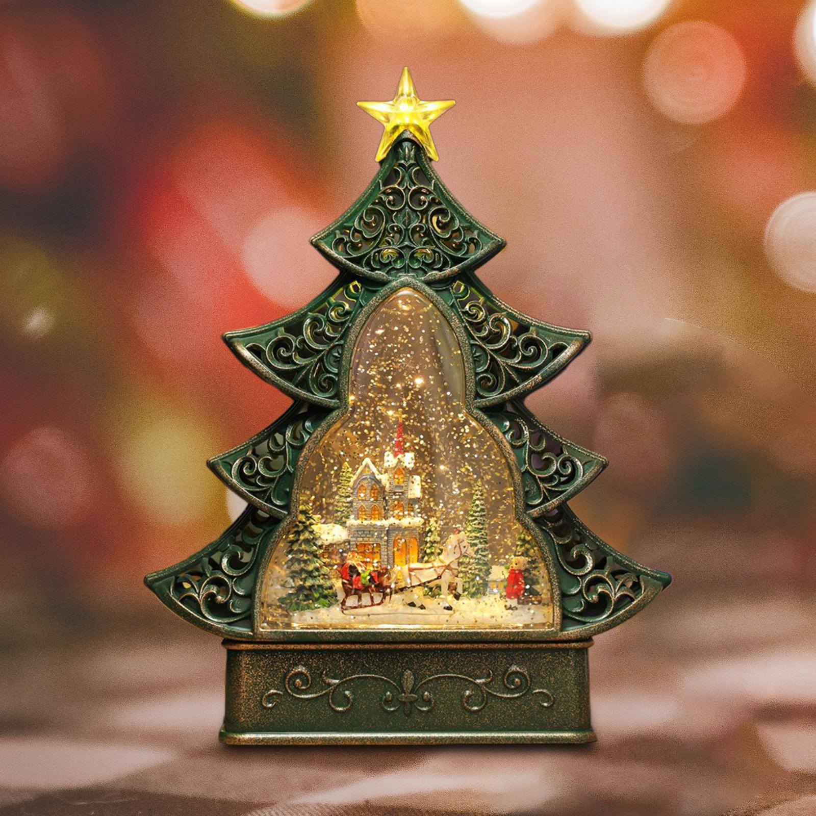 Portable Christmas Tree Music Box Rotatable Toy for Decor Girls Gift Small Town