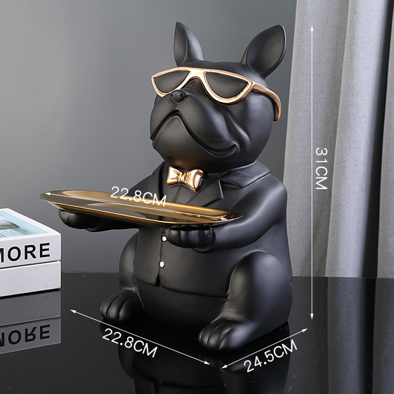 Dog Storage Tray Statue Animal Key Storage Holder for Decoration Black