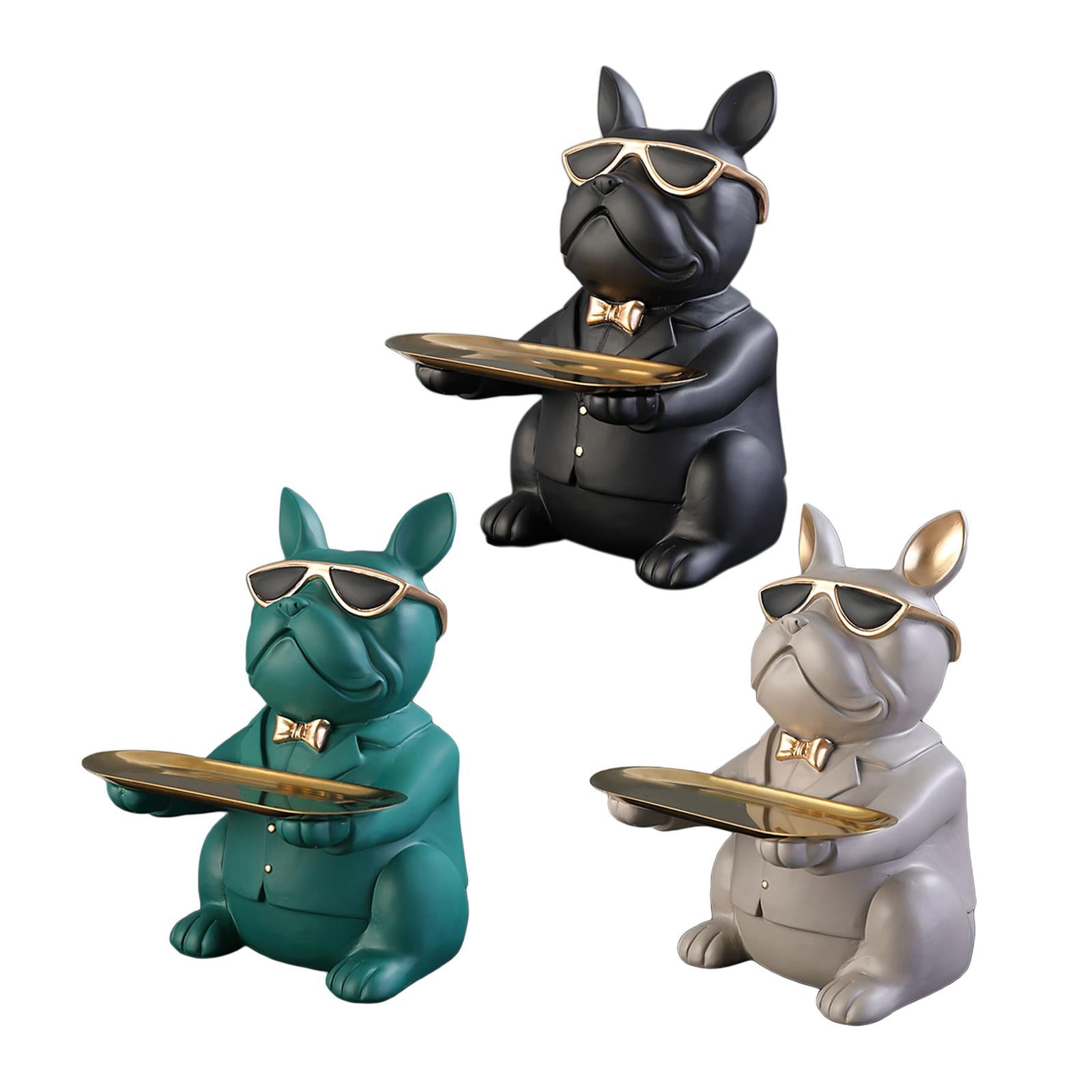 Dog Storage Tray Statue Animal Key Storage Holder for Decoration Black