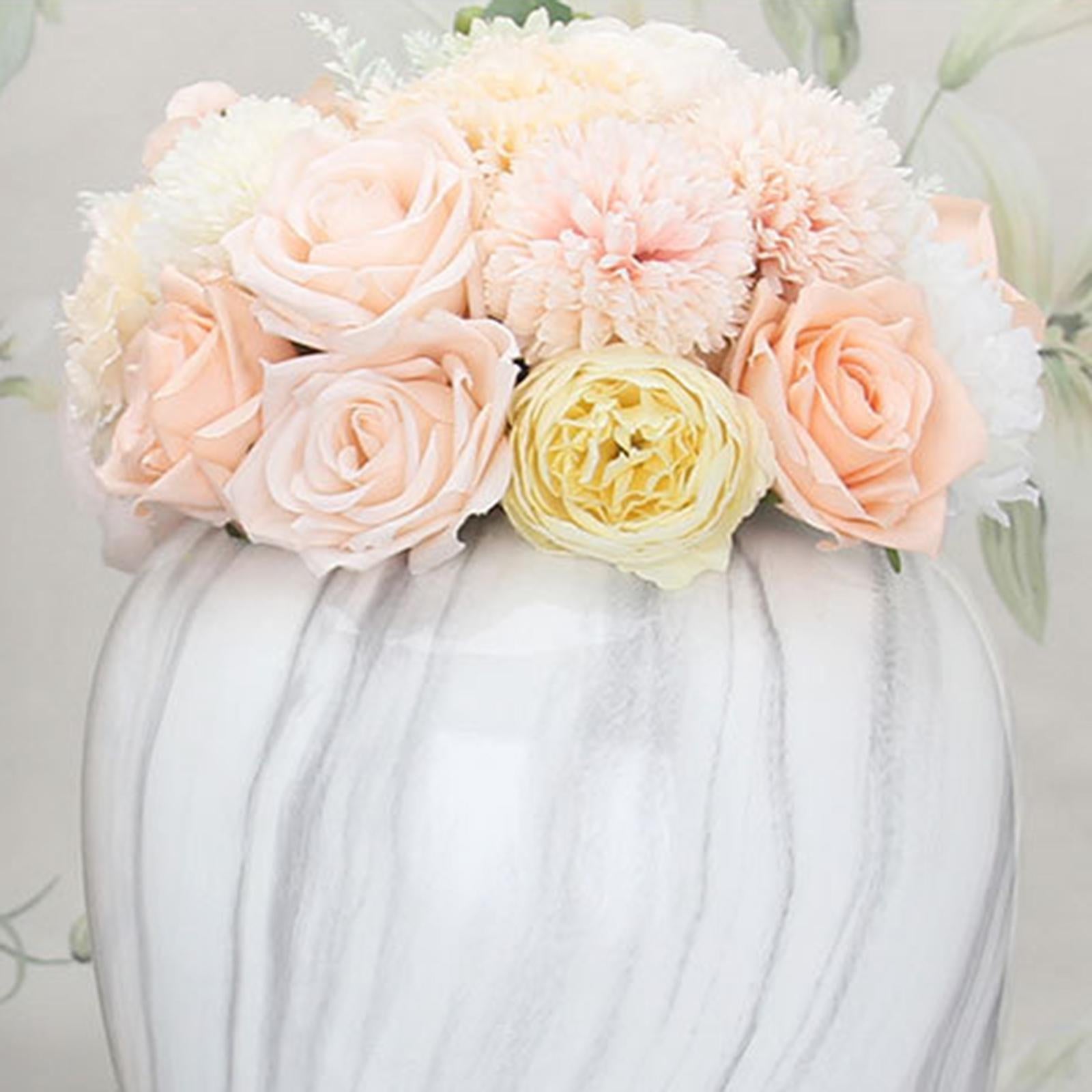 White Marbled Ginger Jar Centerpiece for Room Floral Arrangement Table