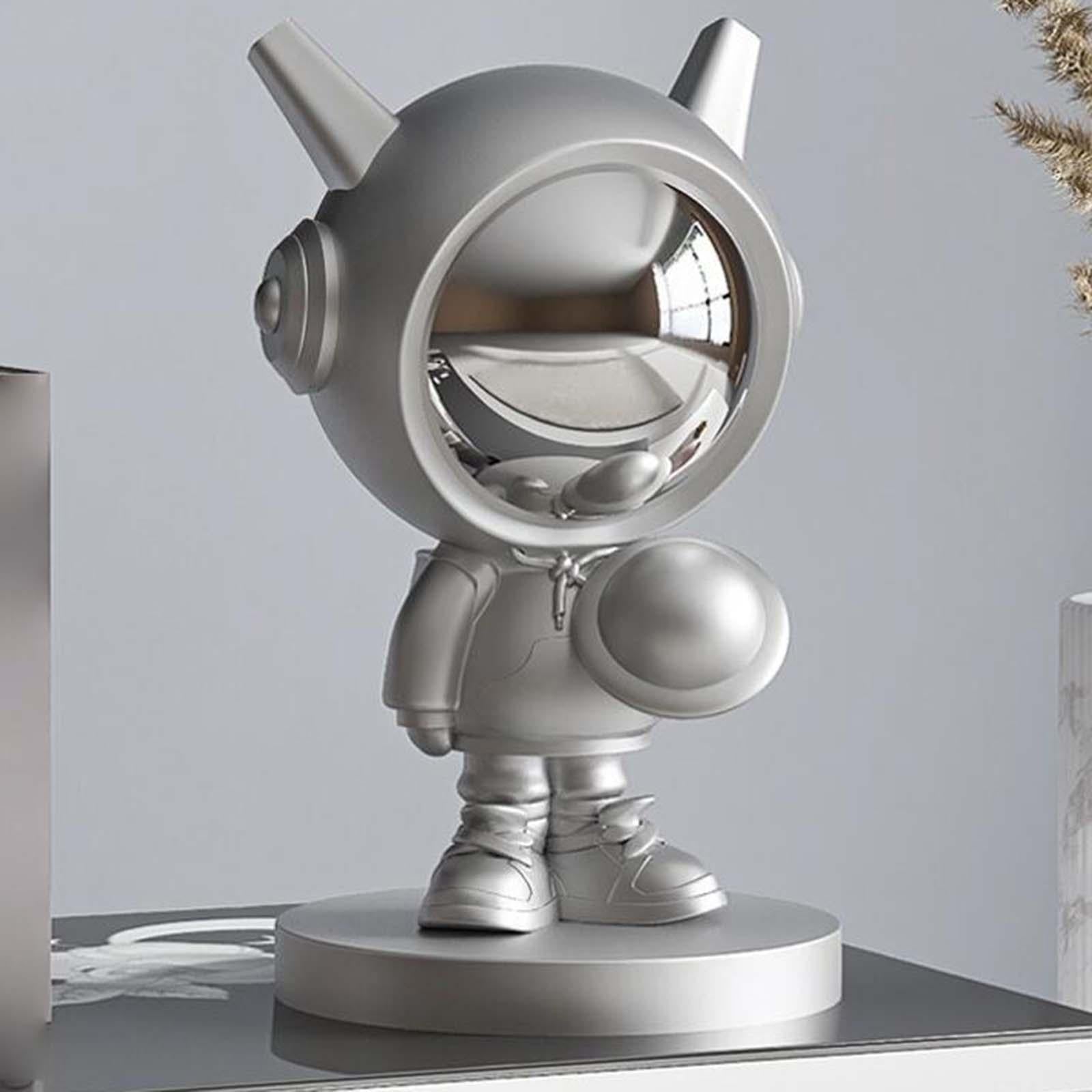 Nordic Astronaut Statue Figurine Crafts Decor Desk Bookshelf Office Home Silver