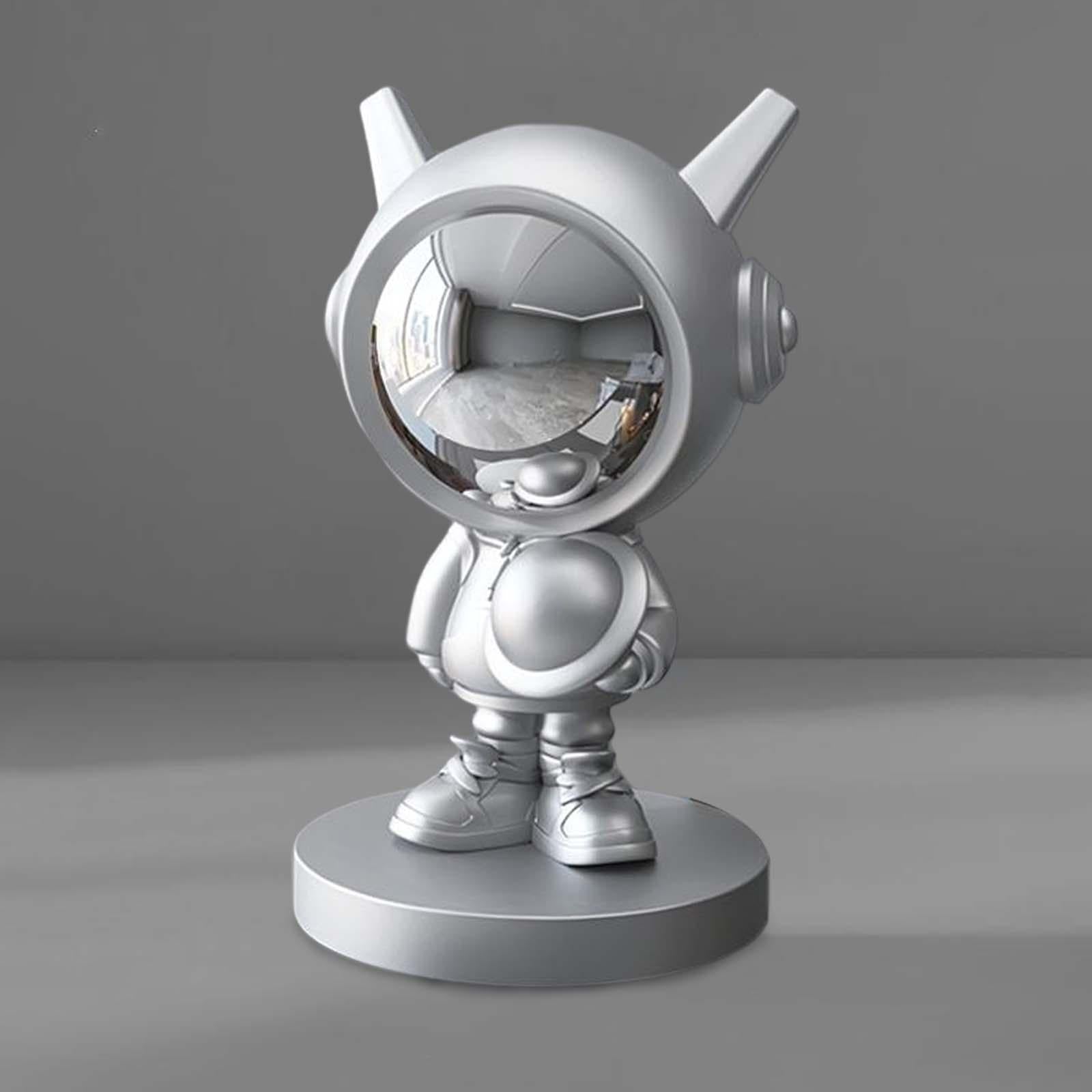 Nordic Astronaut Statue Figurine Crafts Decor Desk Bookshelf Office Home Silver