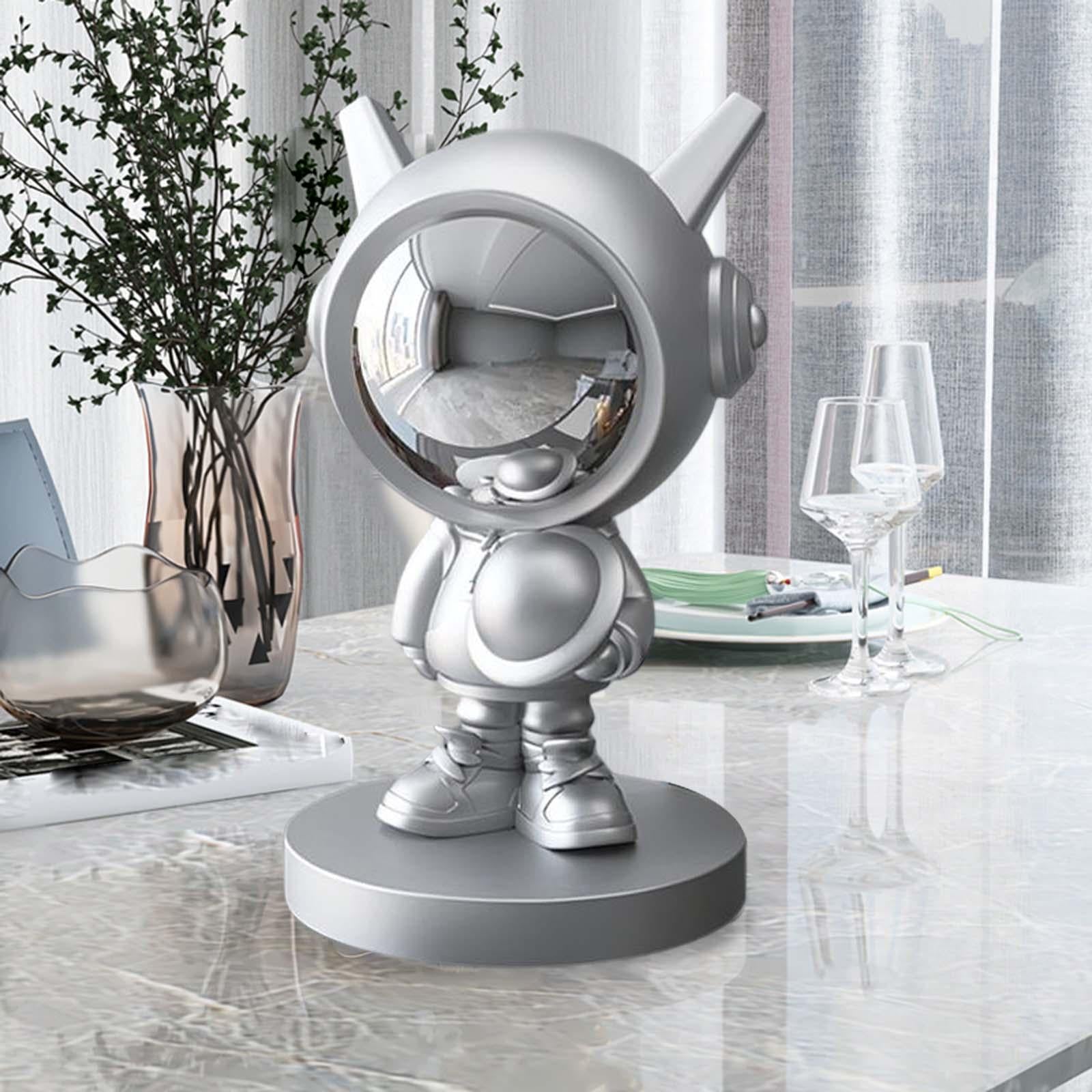 Nordic Astronaut Statue Figurine Crafts Decor Desk Bookshelf Office Home Silver