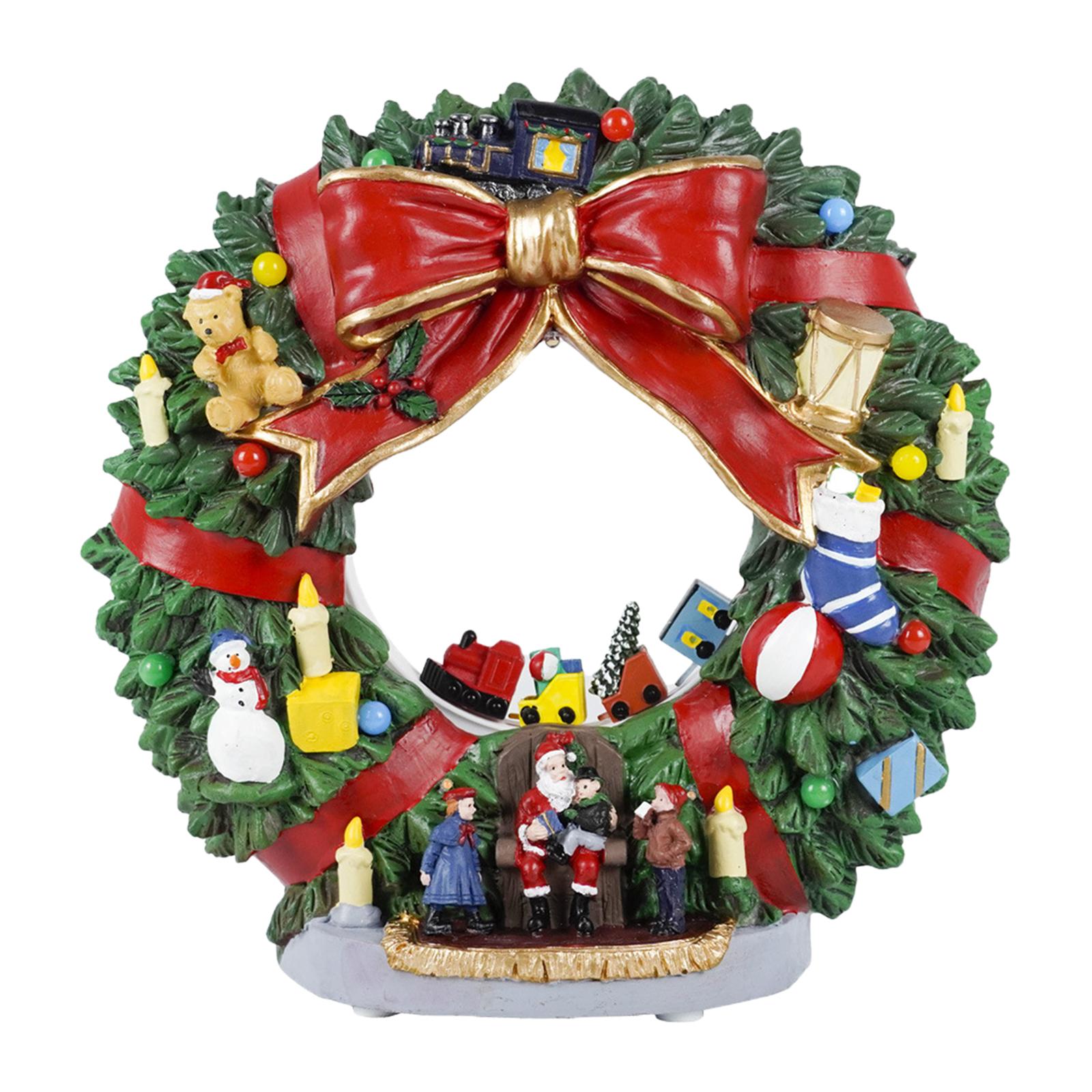 Xmas Wreath Rotating Train Hanging Decor for Party Christmas Decoration