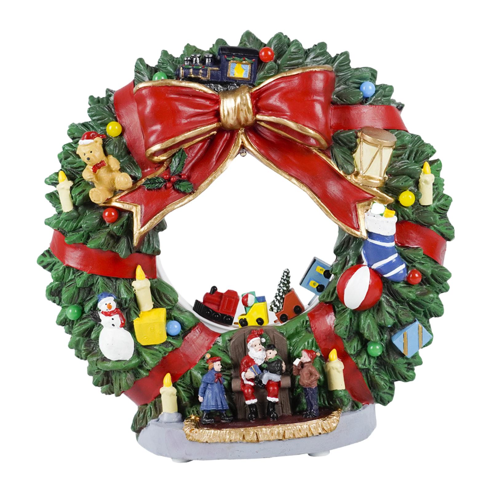 Xmas Wreath Rotating Train Hanging Decor for Party Christmas Decoration