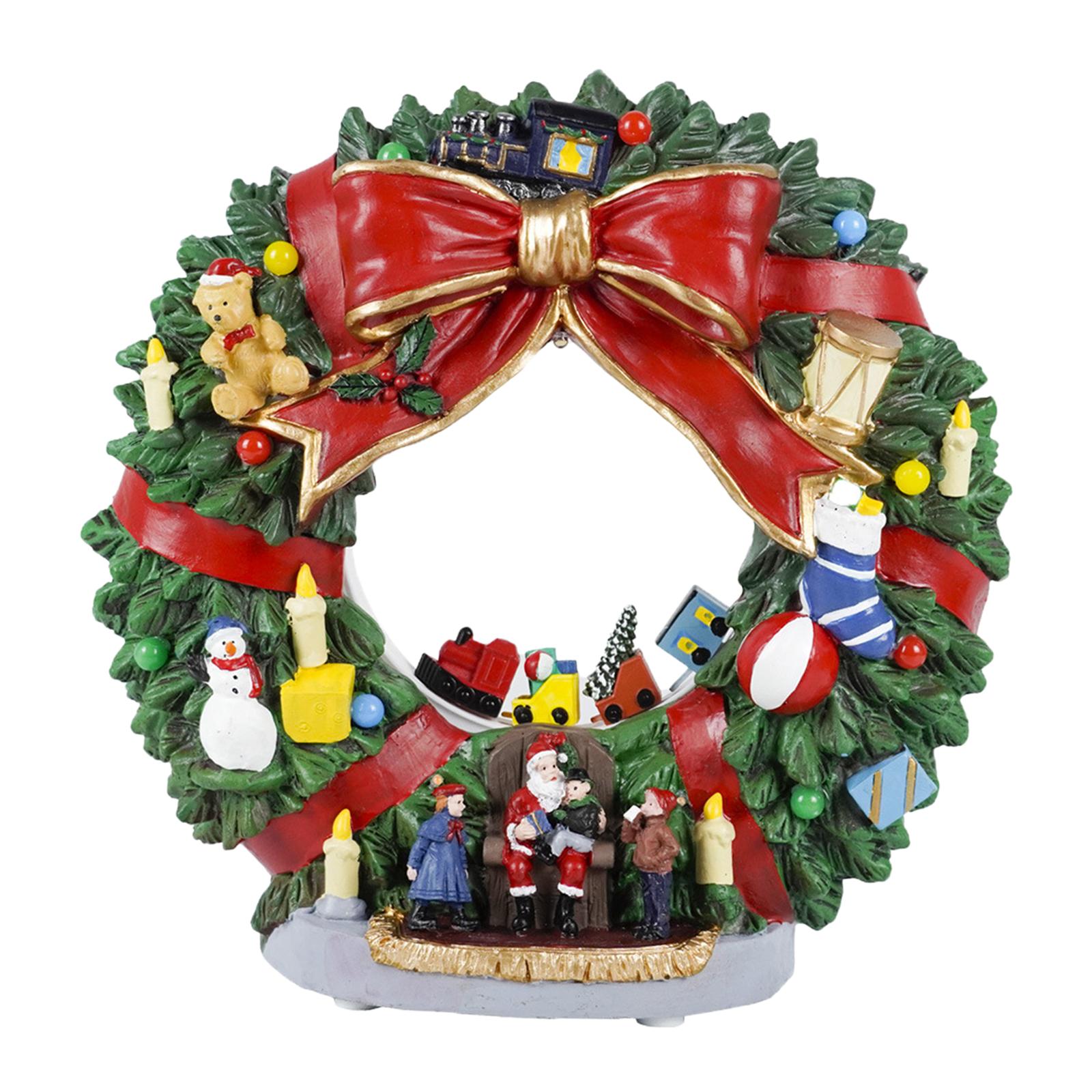 Xmas Wreath Rotating Train Hanging Decor for Party Christmas Decoration