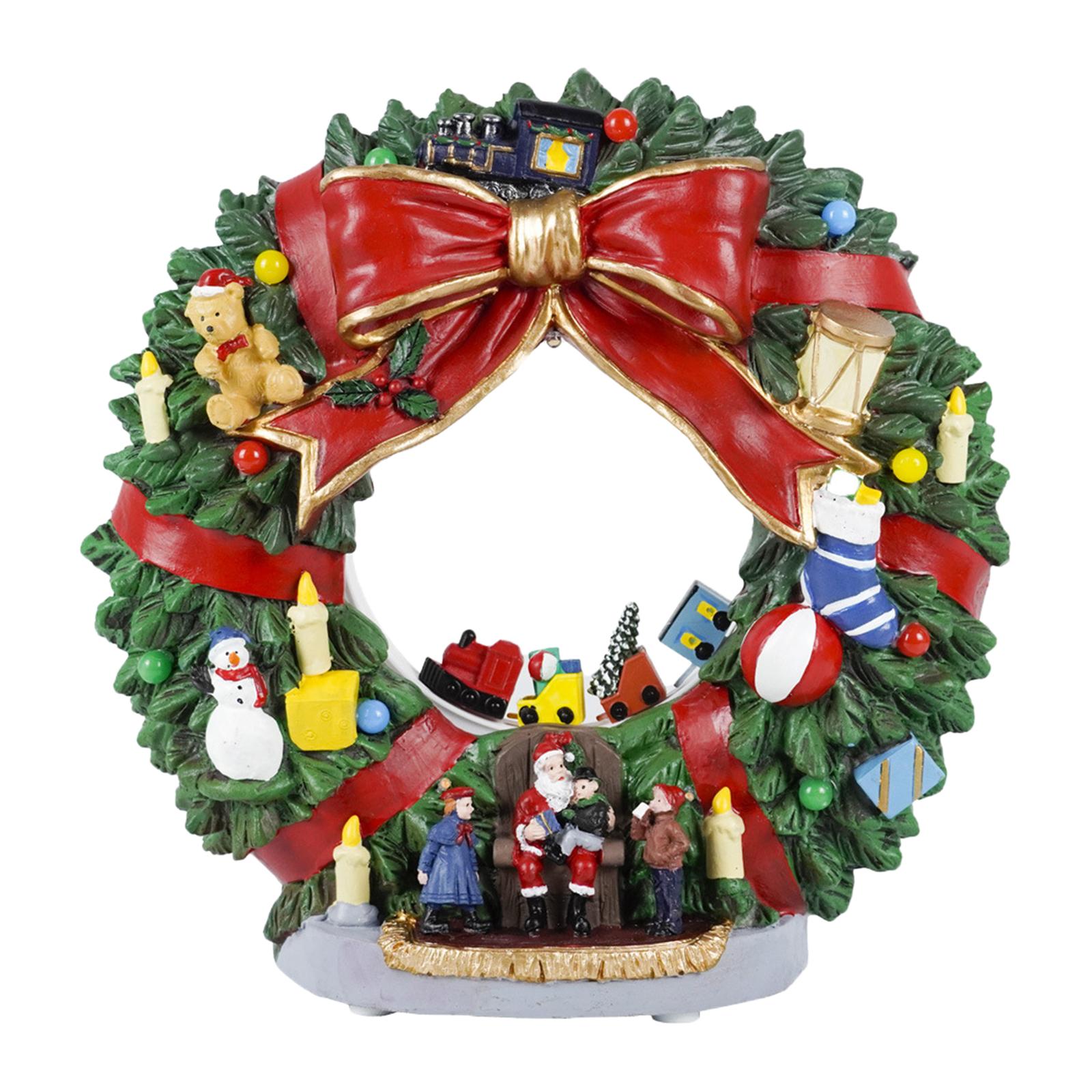 Xmas Wreath Rotating Train Hanging Decor for Party Christmas Decoration