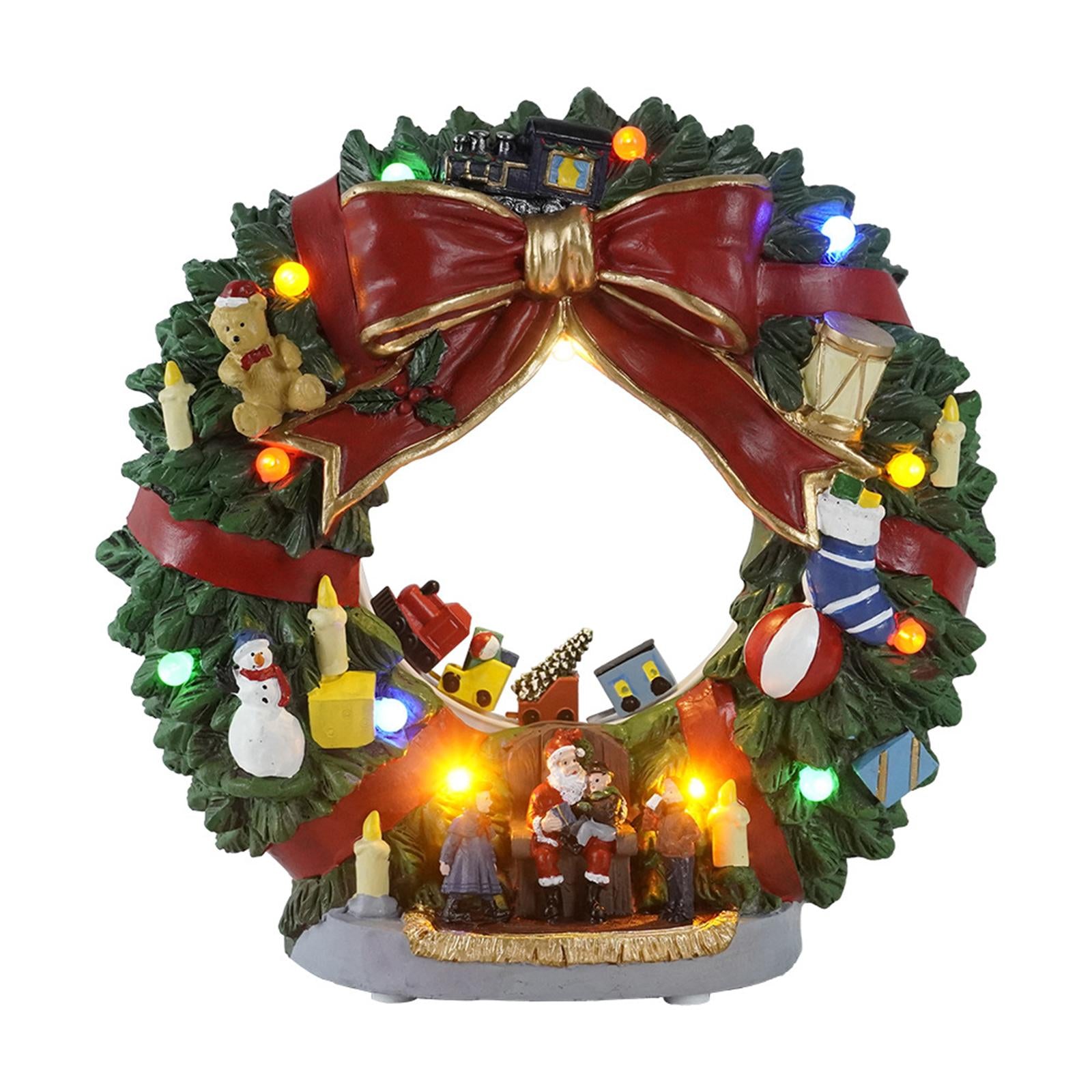 Xmas Wreath Rotating Train Hanging Decor for Party Christmas Decoration