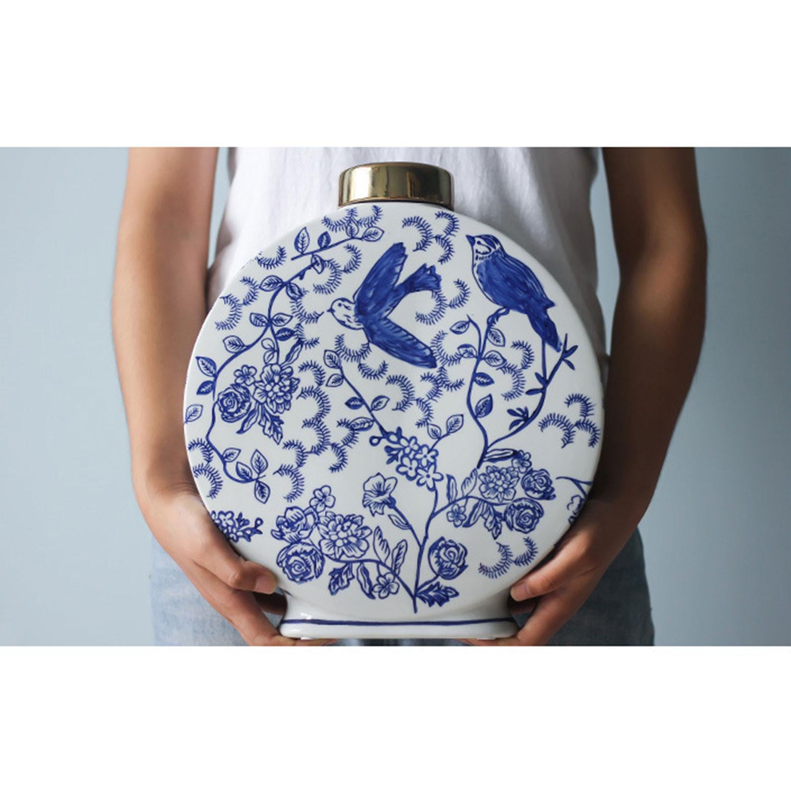 Blue and White Porcelain Vase Decorative Vase Decoration for Home Kitchen 16cmx31cm