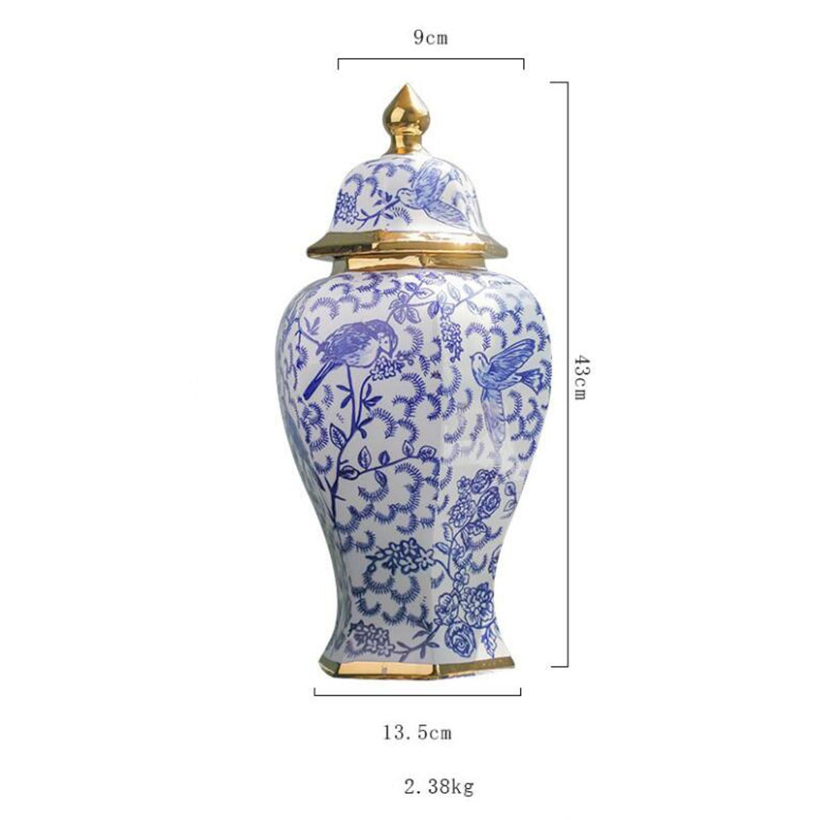 Ceramic Ginger Jar Traditional Multi Purpose Dried Flower Vase for Wedding 13.5cmx43cm