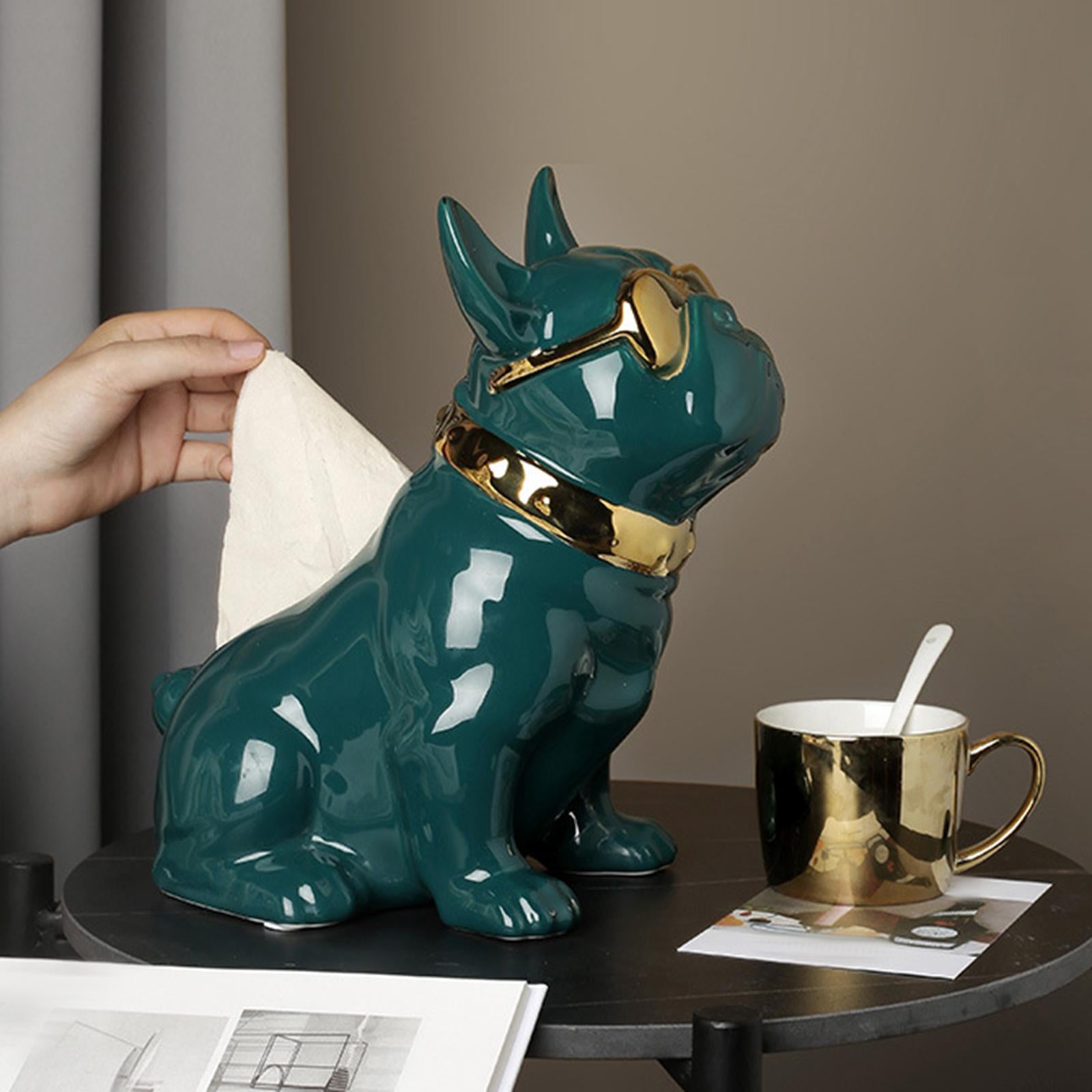 Realistic Sitting Dog Statue Creative Birthday Gift Ceramic for Hotel Shop Argent