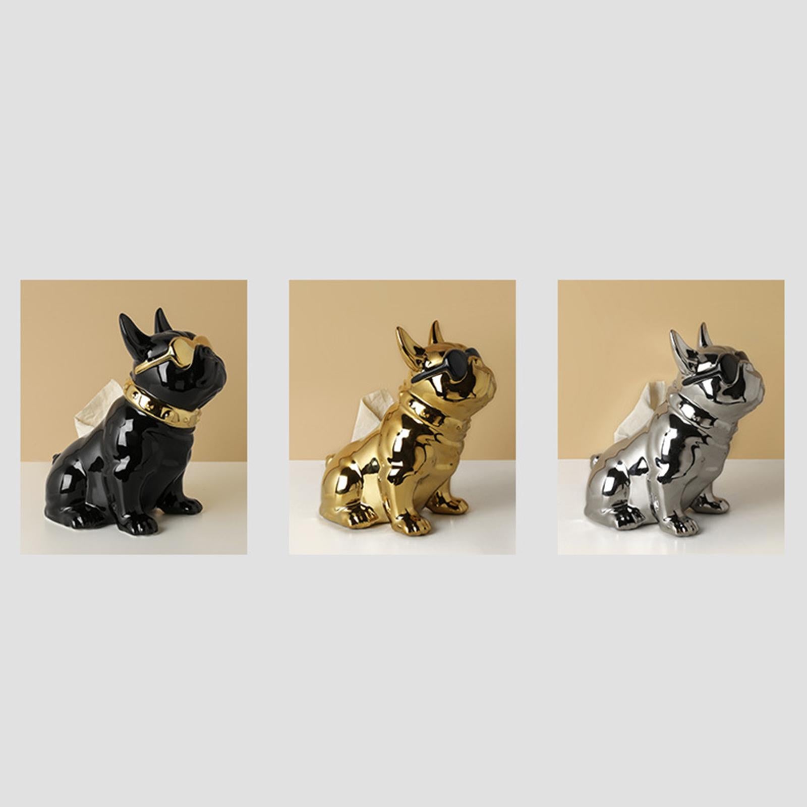 Realistic Sitting Dog Statue Creative Birthday Gift Ceramic for Hotel Shop Argent