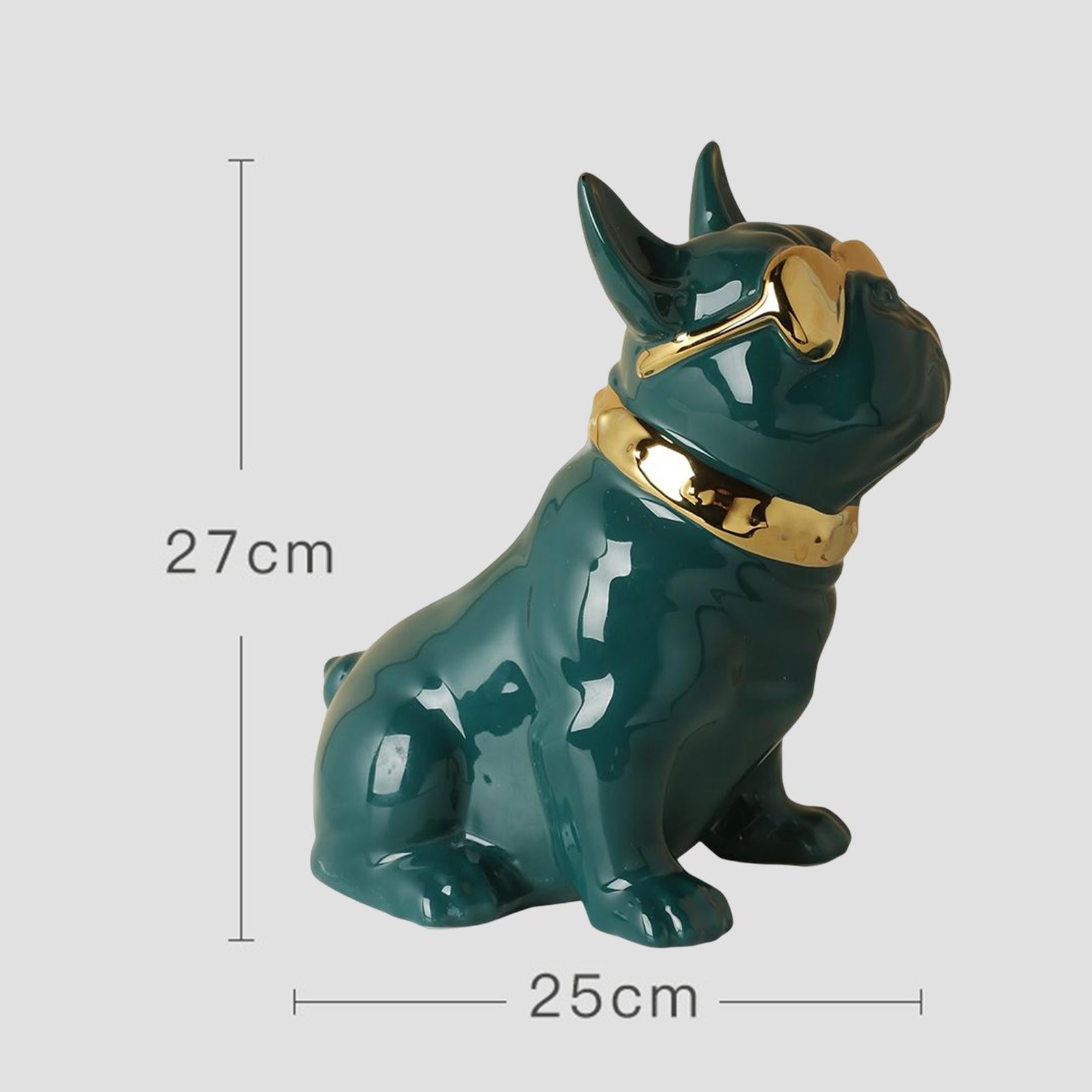 Realistic Sitting Dog Statue Creative Birthday Gift Ceramic for Hotel Shop Green