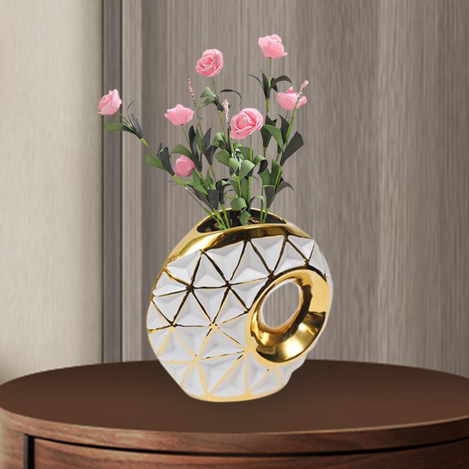 Circular Ceramic Vase Centerpiece Ornaments Planter Home Decor Hollow Modern 28cmx31cm