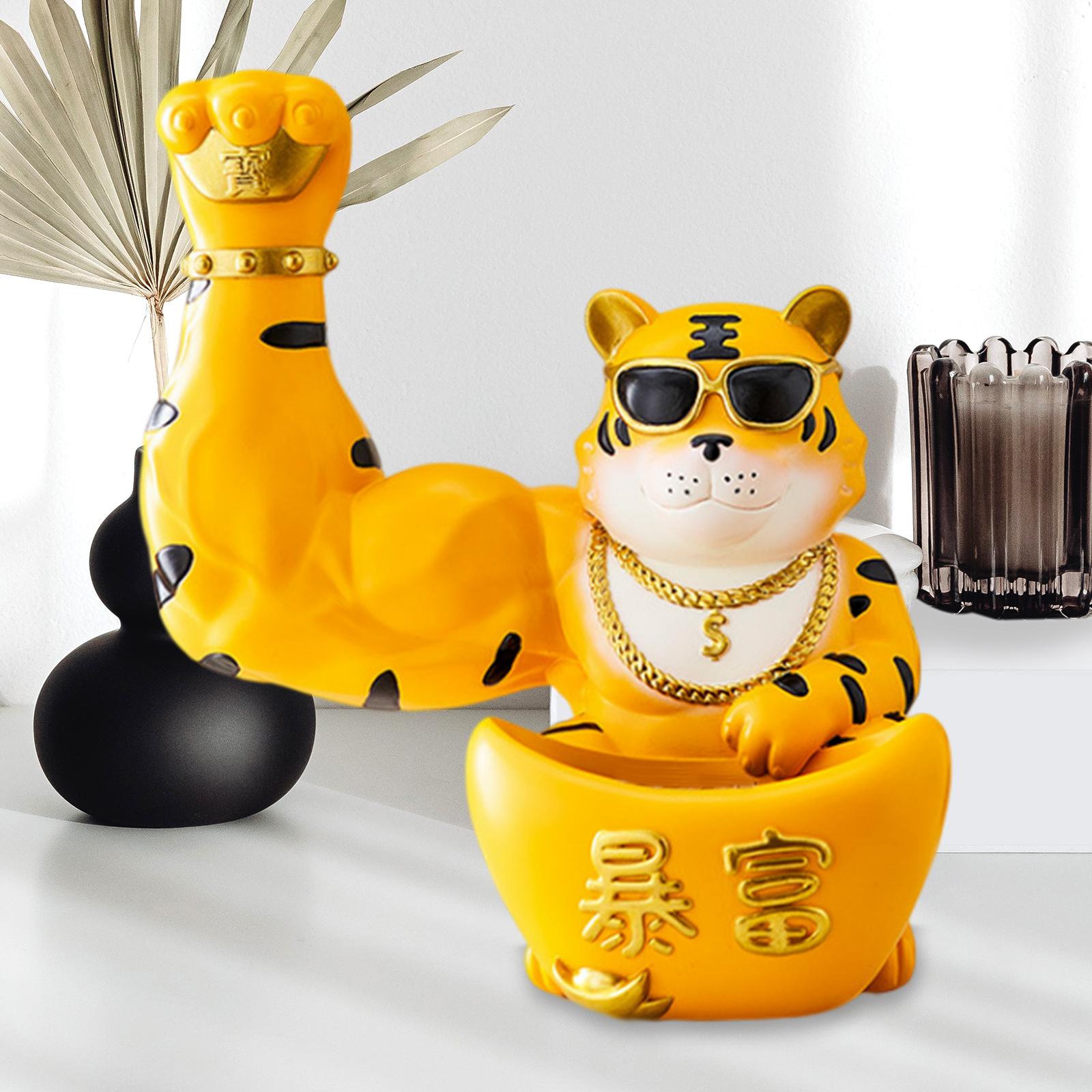 Creative Lucky Cat Statue Storage Bowl Sculpture for Cafe Tabletop Decor Yellow