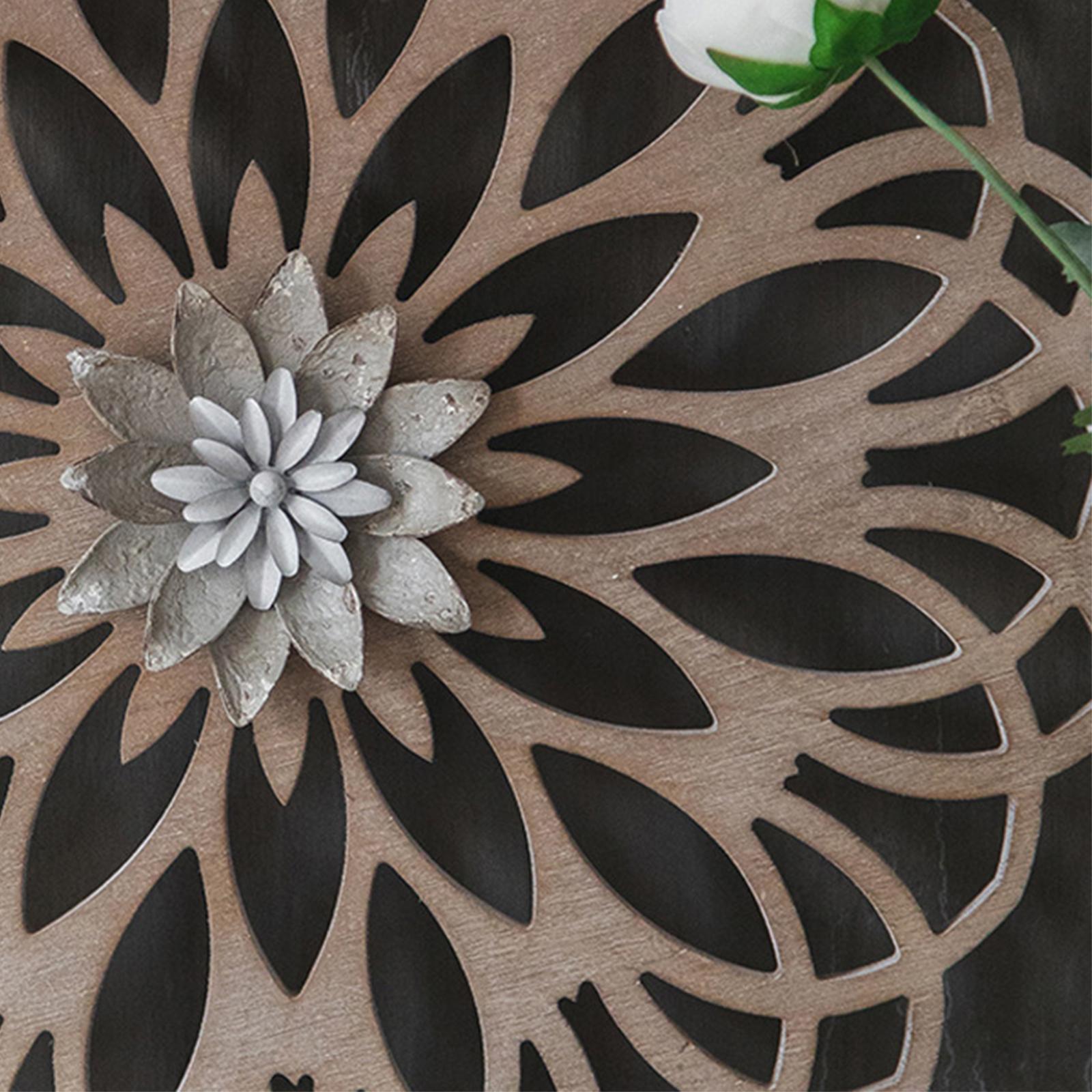 Wooden Wall Decor Flower Carved Sculpture Boho for Bathroom Homestay Porch StyleA