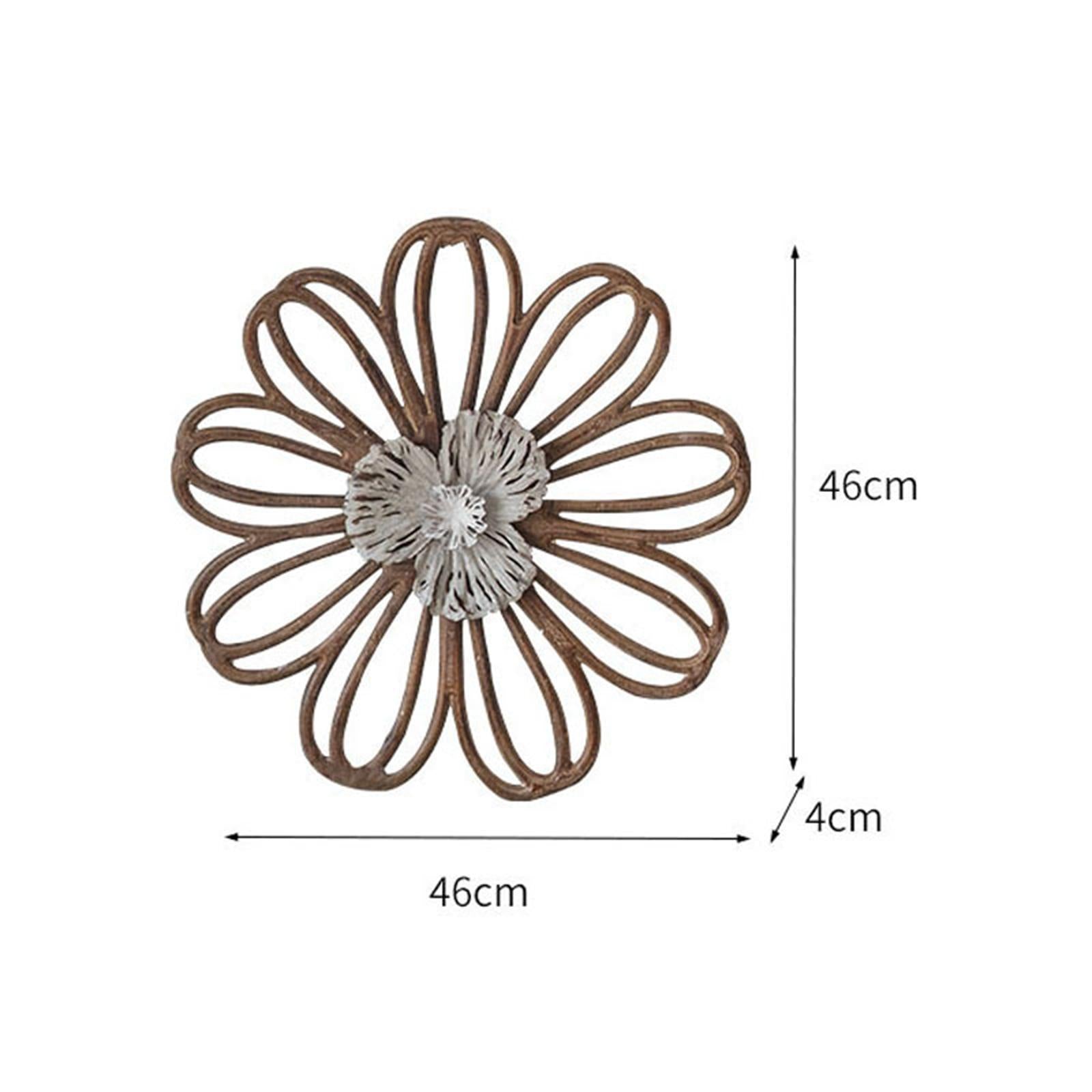 Wooden Wall Decor Flower Carved Sculpture Boho for Bathroom Homestay Porch StyleC