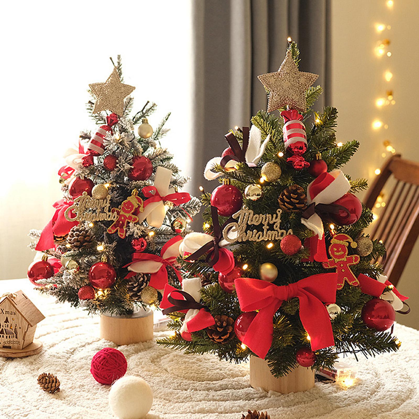 Artificial Mini Christmas Tree Tabletop Decoration Colorful Lightweight 60cm Flocking