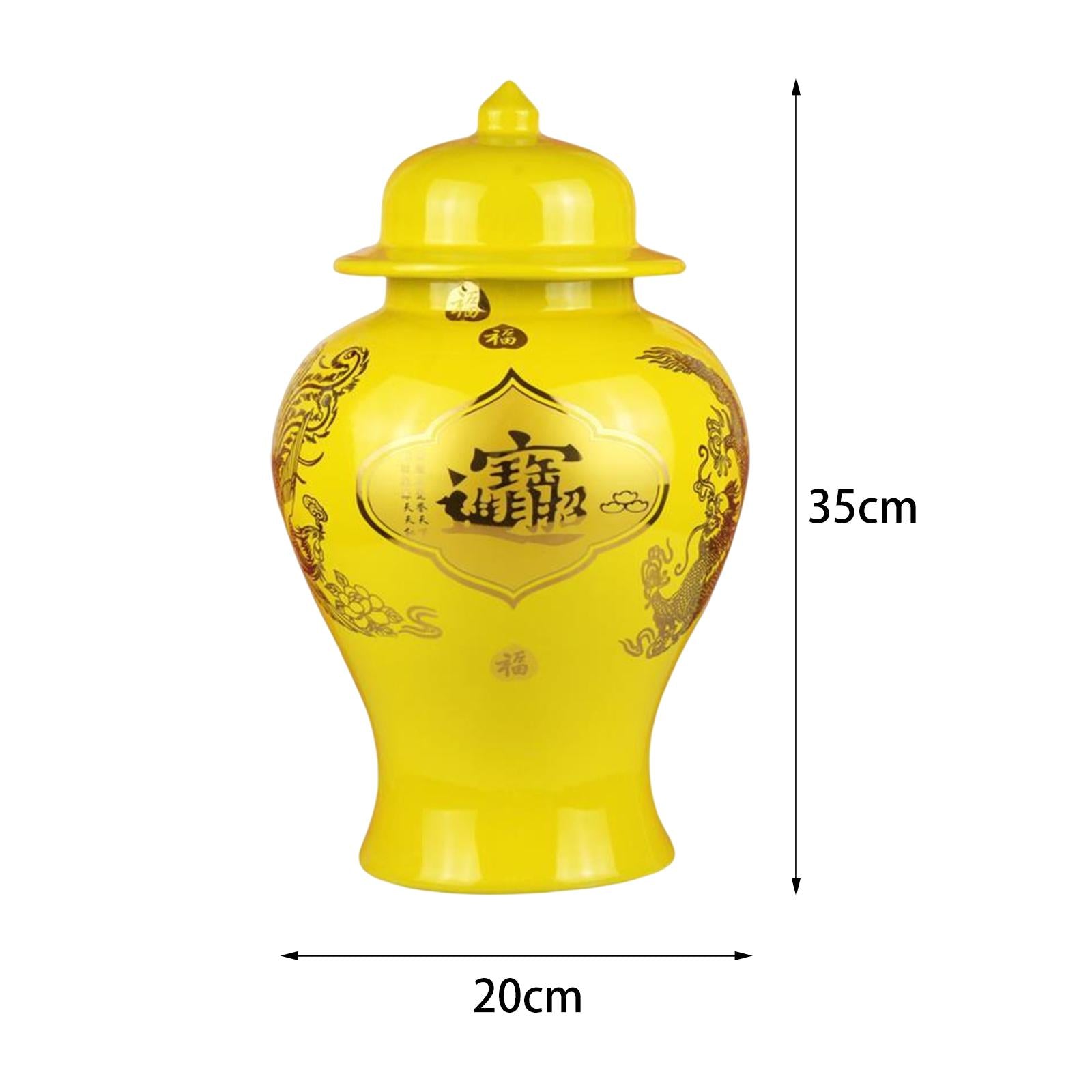 Classical Ceramic Ginger Jars Flowerpot for Counter Cupboard Decoration L Yellow