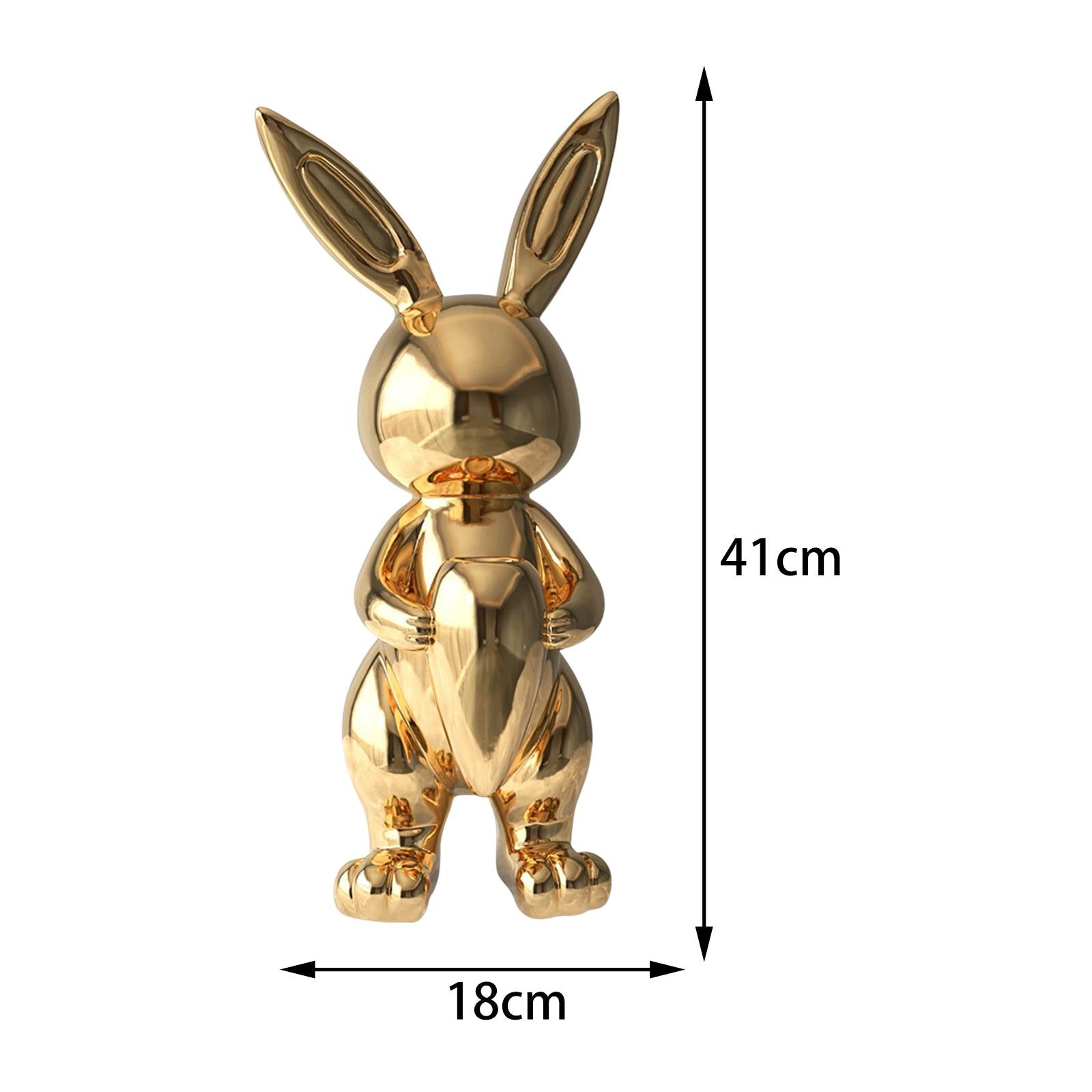 Rabbit Figurine Flower Vase Sculpture Storage for Office Desktop Decor Aureate