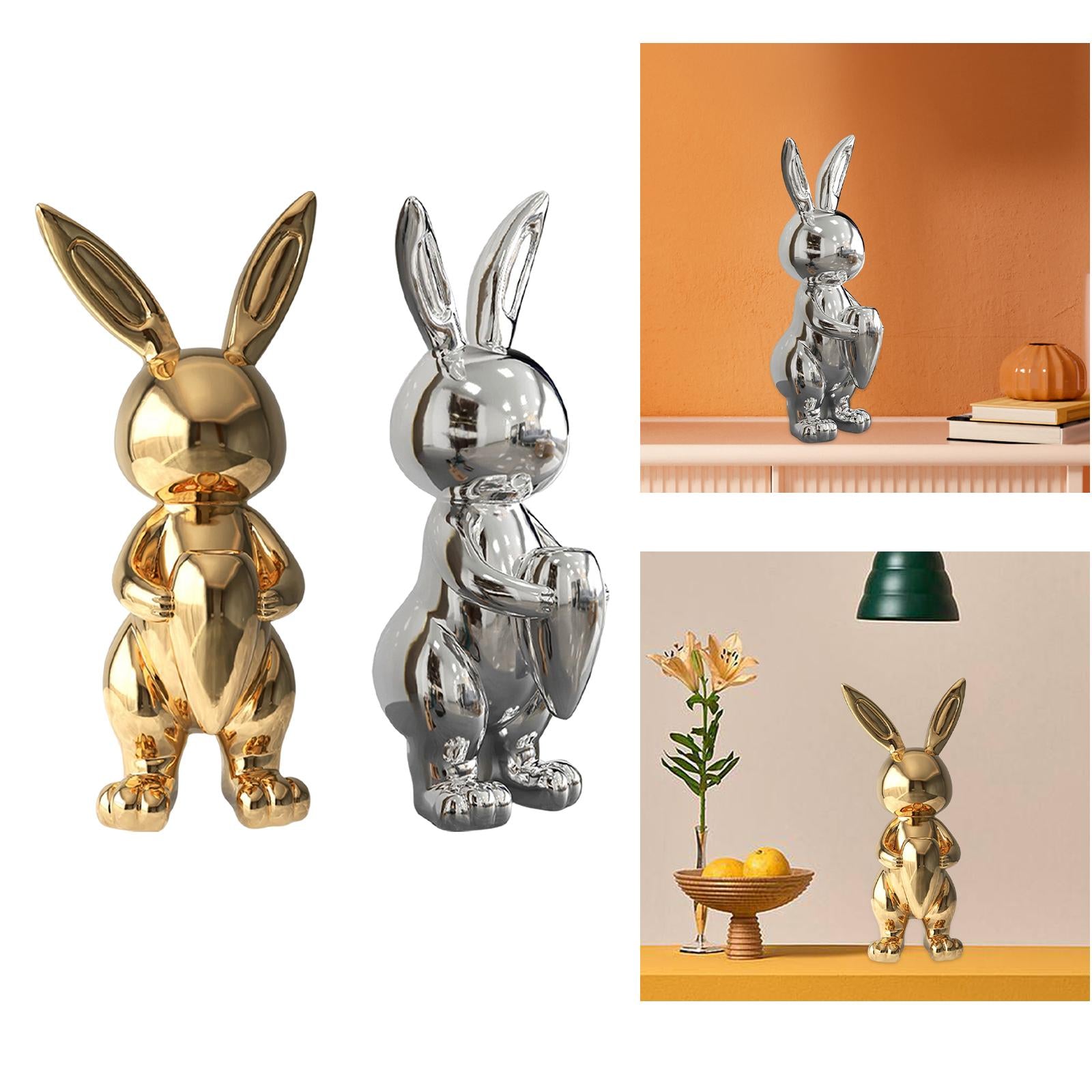 Rabbit Figurine Flower Vase Sculpture Storage for Office Desktop Decor Aureate