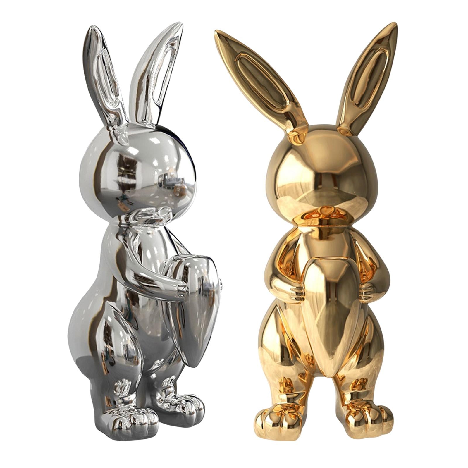 Rabbit Figurine Flower Vase Sculpture Storage for Office Desktop Decor Aureate