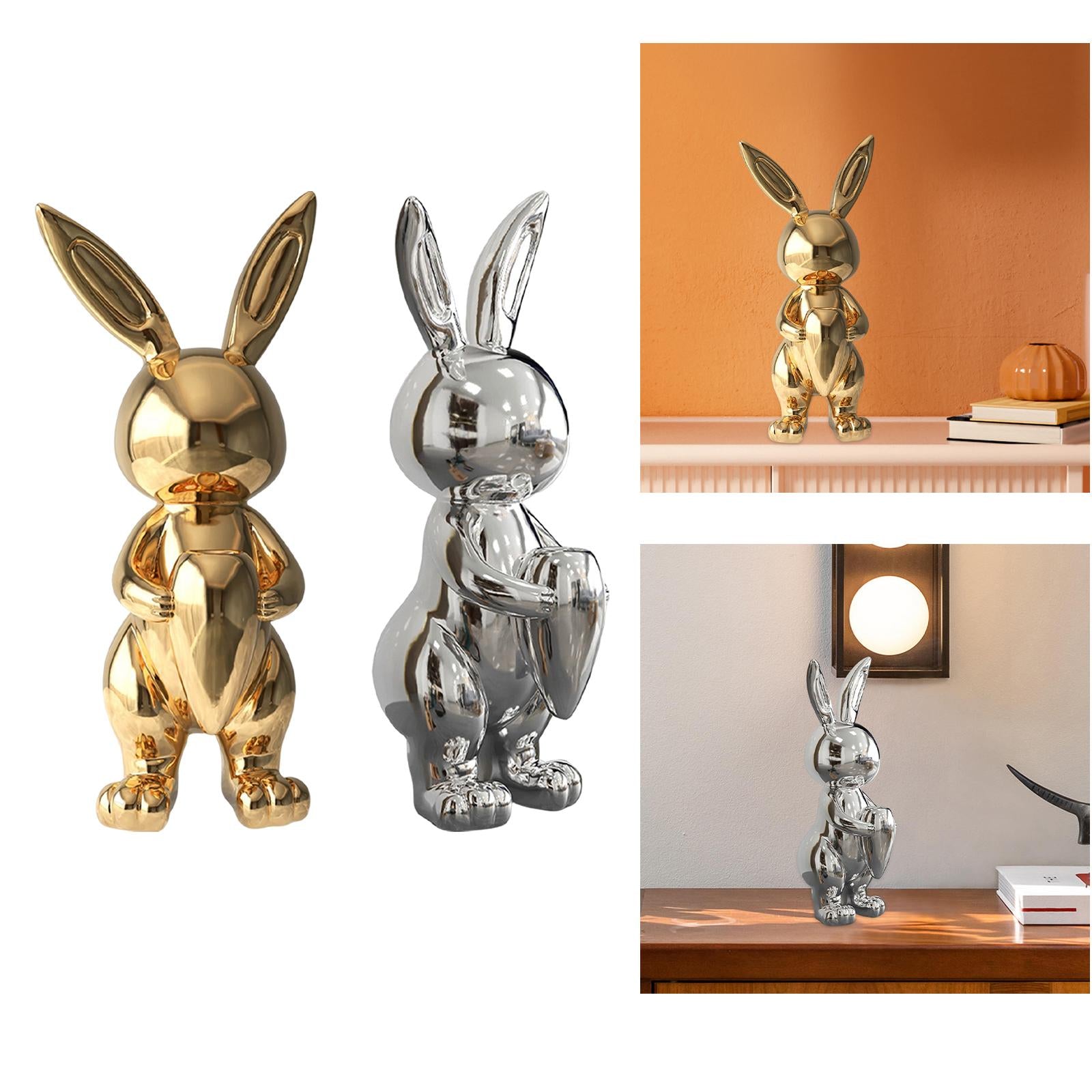 Rabbit Figurine Flower Vase Sculpture Storage for Office Desktop Decor Aureate