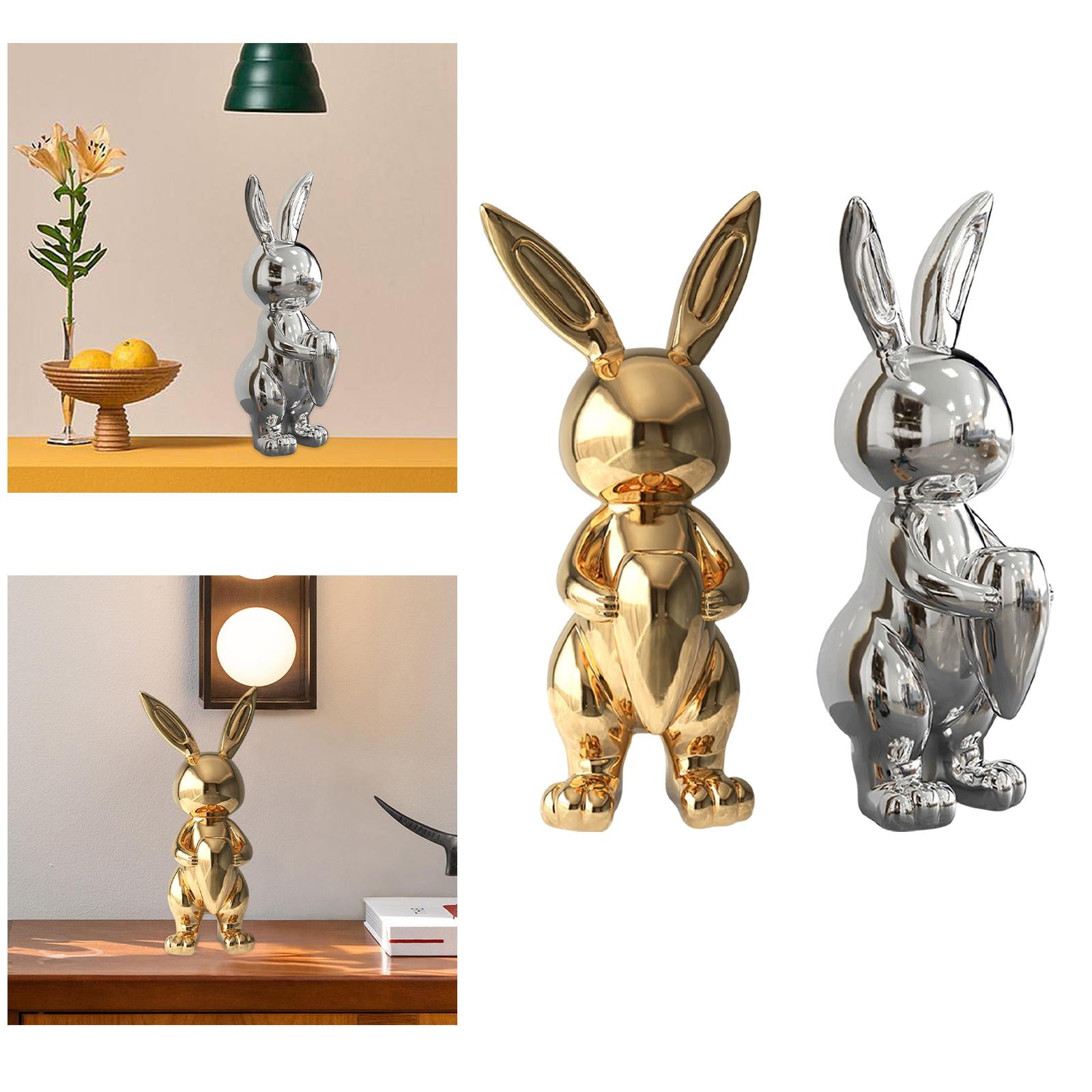 Rabbit Figurine Flower Vase Sculpture Storage for Office Desktop Decor Aureate