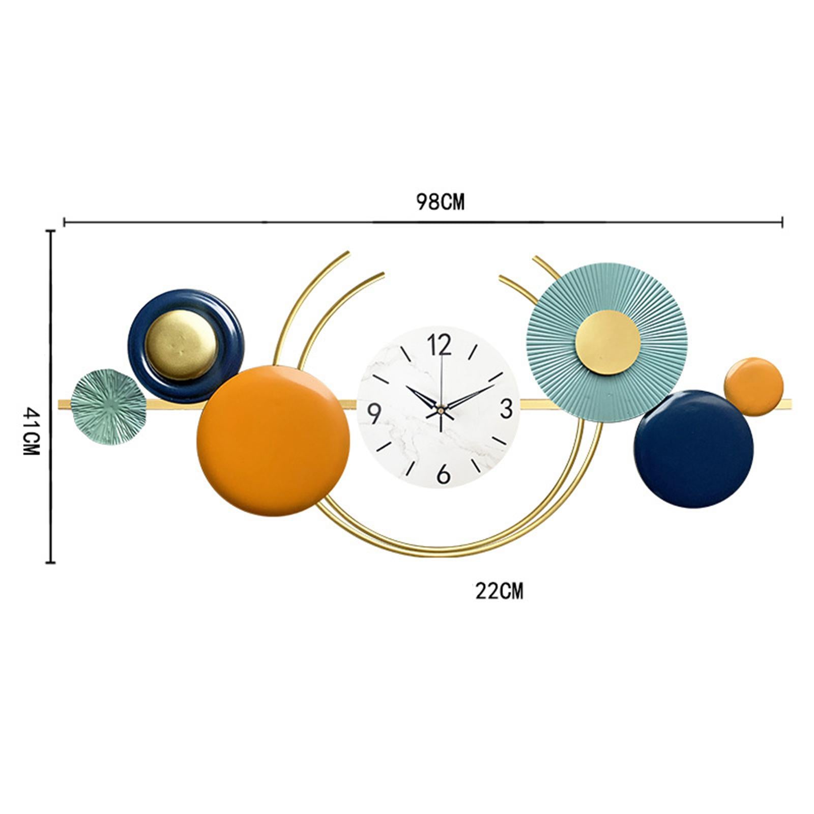 Metal Wall Clock Art Design Fashion Decorative for Dining Room Home Decor Horizontal