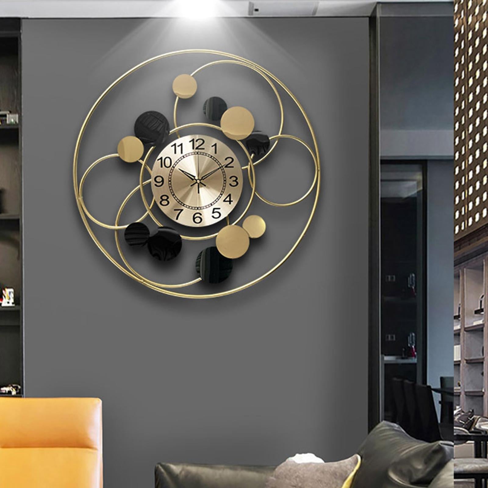 Metal Wall Clock Mute Hanging Wall Art Decor Hotel Background Bathroom