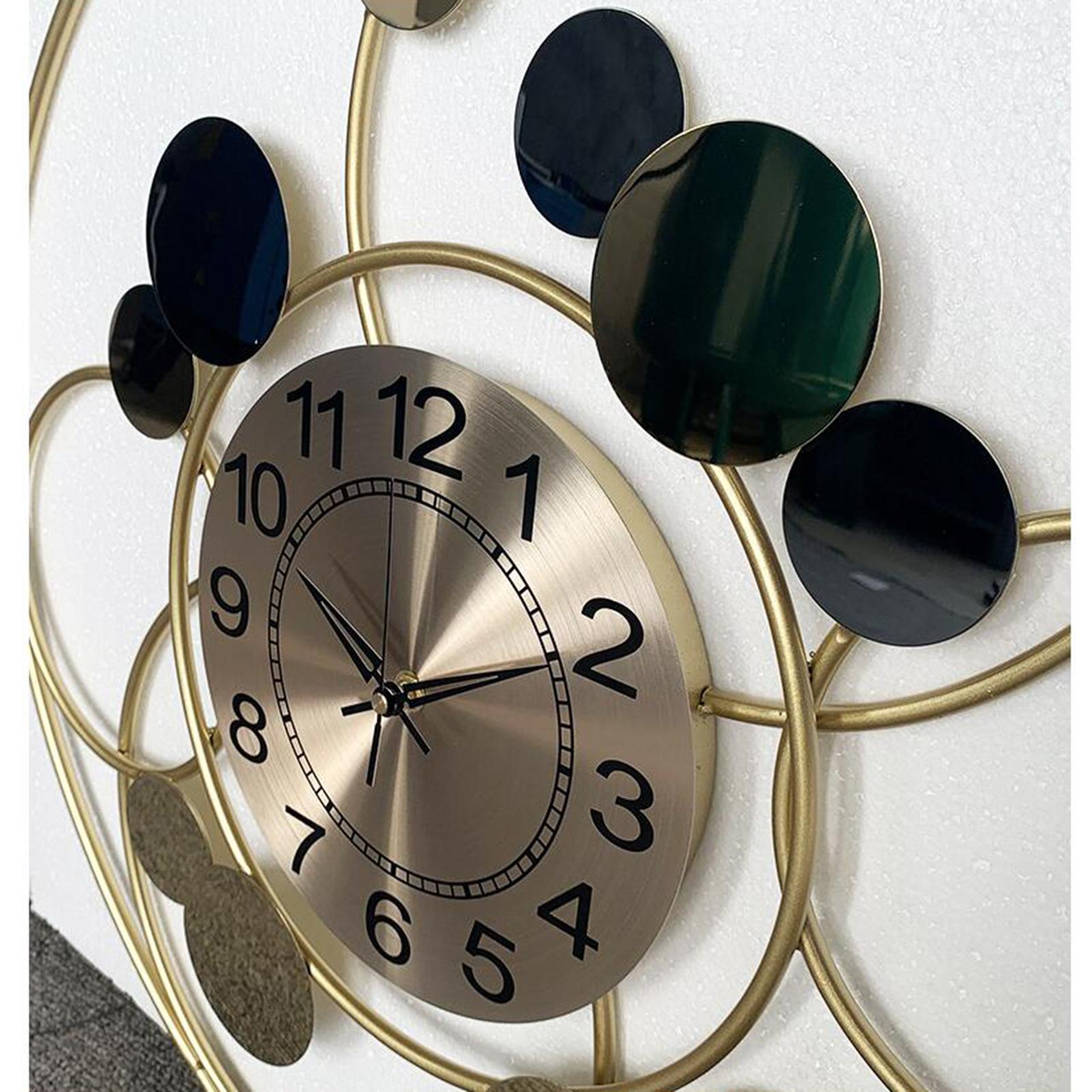 Metal Wall Clock Mute Hanging Wall Art Decor Hotel Background Bathroom